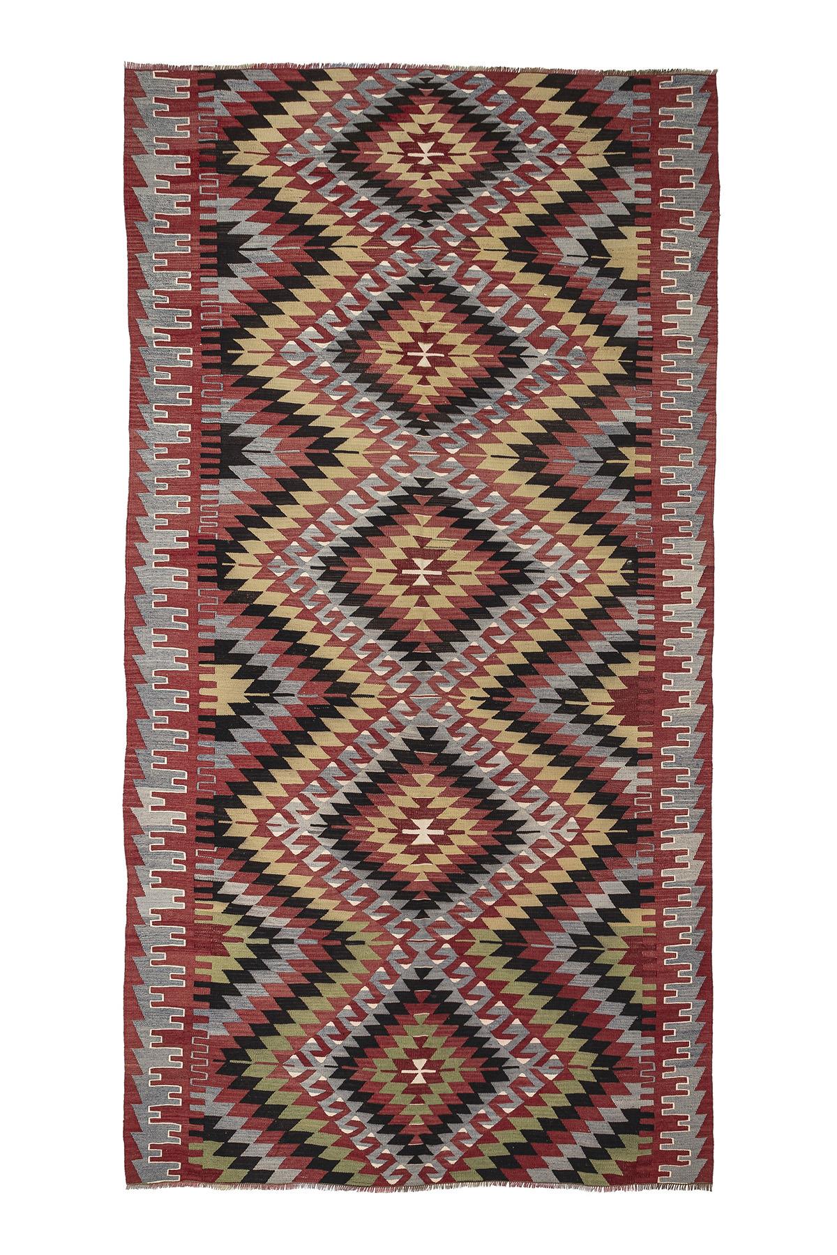 Sivas Kilim Rug (2.5 x 6.6 ft) | KILIM WHOLESALE - Vintage Handmade Pillows - Vintage Handmade Kilim Rugs - It is 100% wool. Artistic and historical rugs. Old handwoven rugs. - Online hand woven rugs and kilim cushions sales. Shipping to all ove