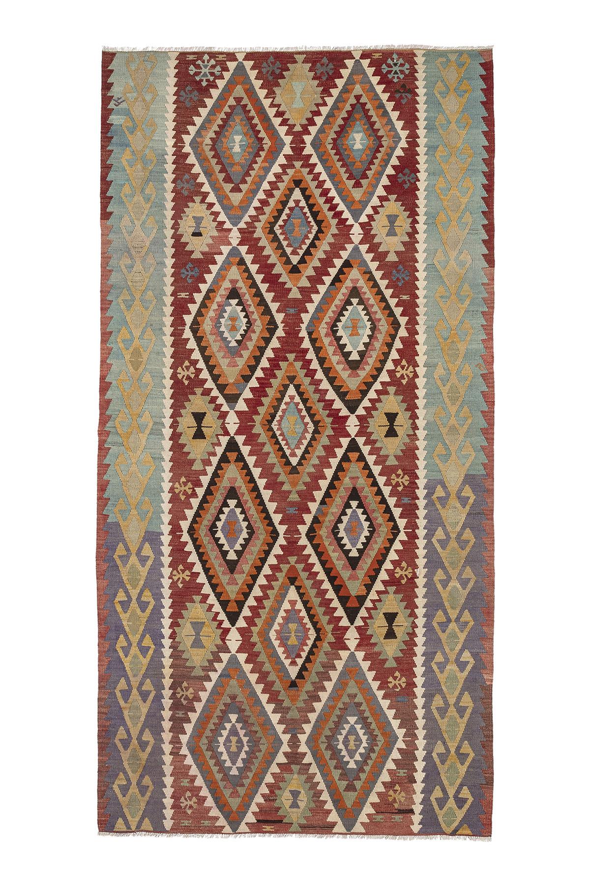 Sivas Kilim Rug (2.5 x 6.6 ft) | KILIM WHOLESALE - Vintage Handmade Pillows - Vintage Handmade Kilim Rugs - It is 100% wool. Artistic and historical rugs. Old handwoven rugs. - Online hand woven rugs and kilim cushions sales. Shipping to all ove