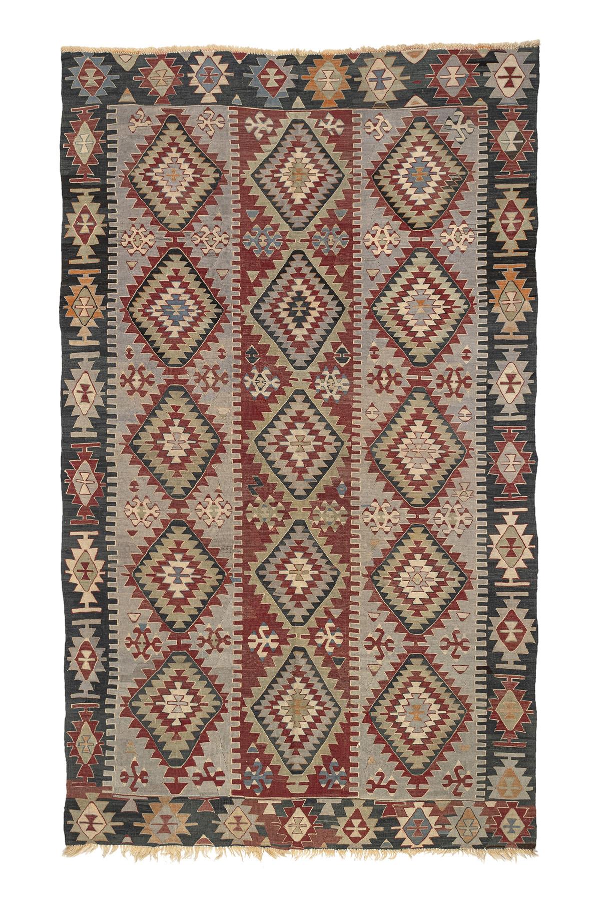 Sivas Kilim Rug (2.5 x 6.6 ft) | KILIM WHOLESALE - Vintage Handmade Pillows - Vintage Handmade Kilim Rugs - It is 100% wool. Artistic and historical rugs. Old handwoven rugs. - Online hand woven rugs and kilim cushions sales. Shipping to all ove