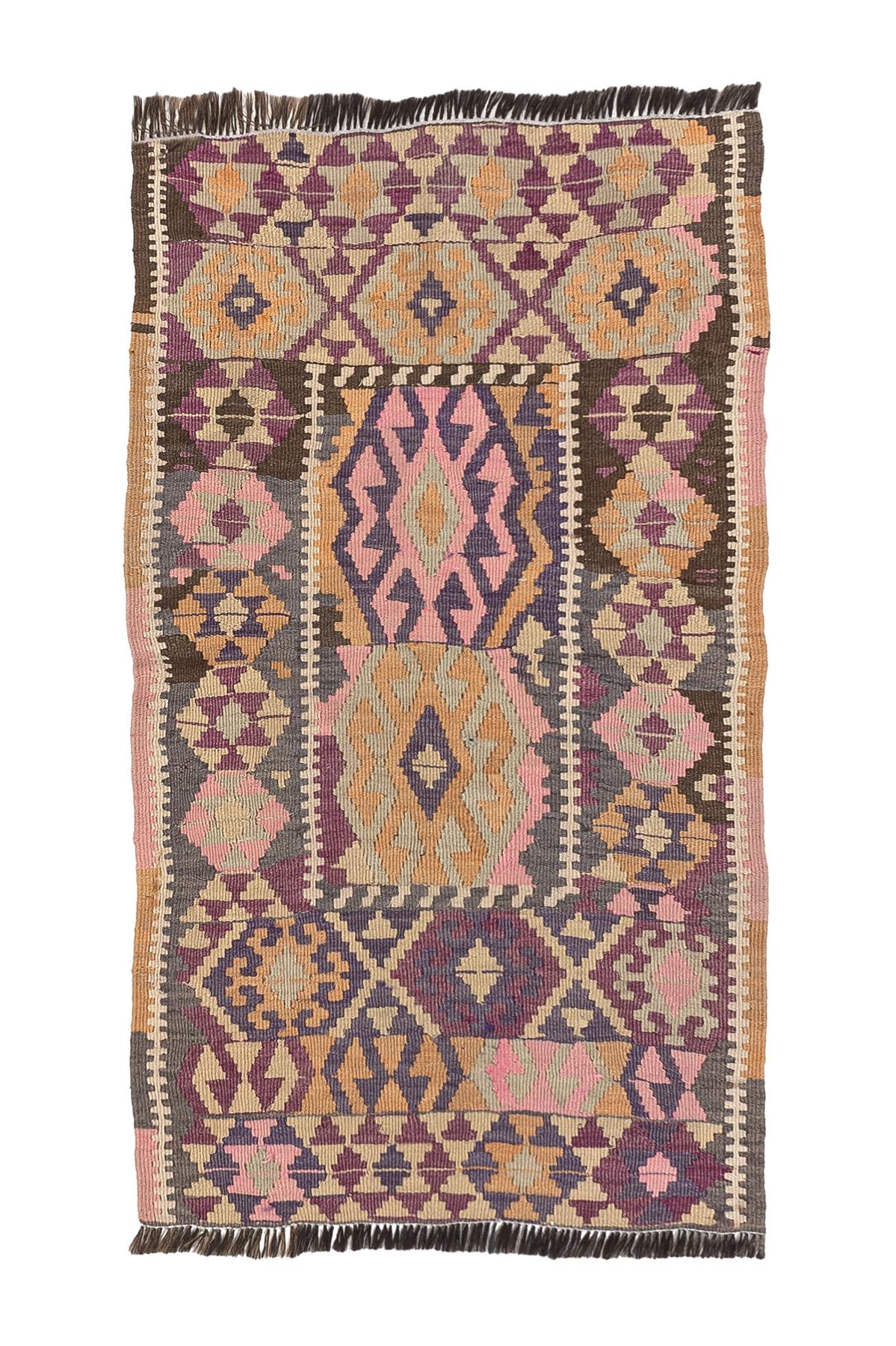 Sivas Kilim Rug (2.5 x 6.6 ft) | KILIM WHOLESALE - Vintage Handmade Pillows - Vintage Handmade Kilim Rugs - It is 100% wool. Artistic and historical rugs. Old handwoven rugs. - Online hand woven rugs and kilim cushions sales. Shipping to all ove