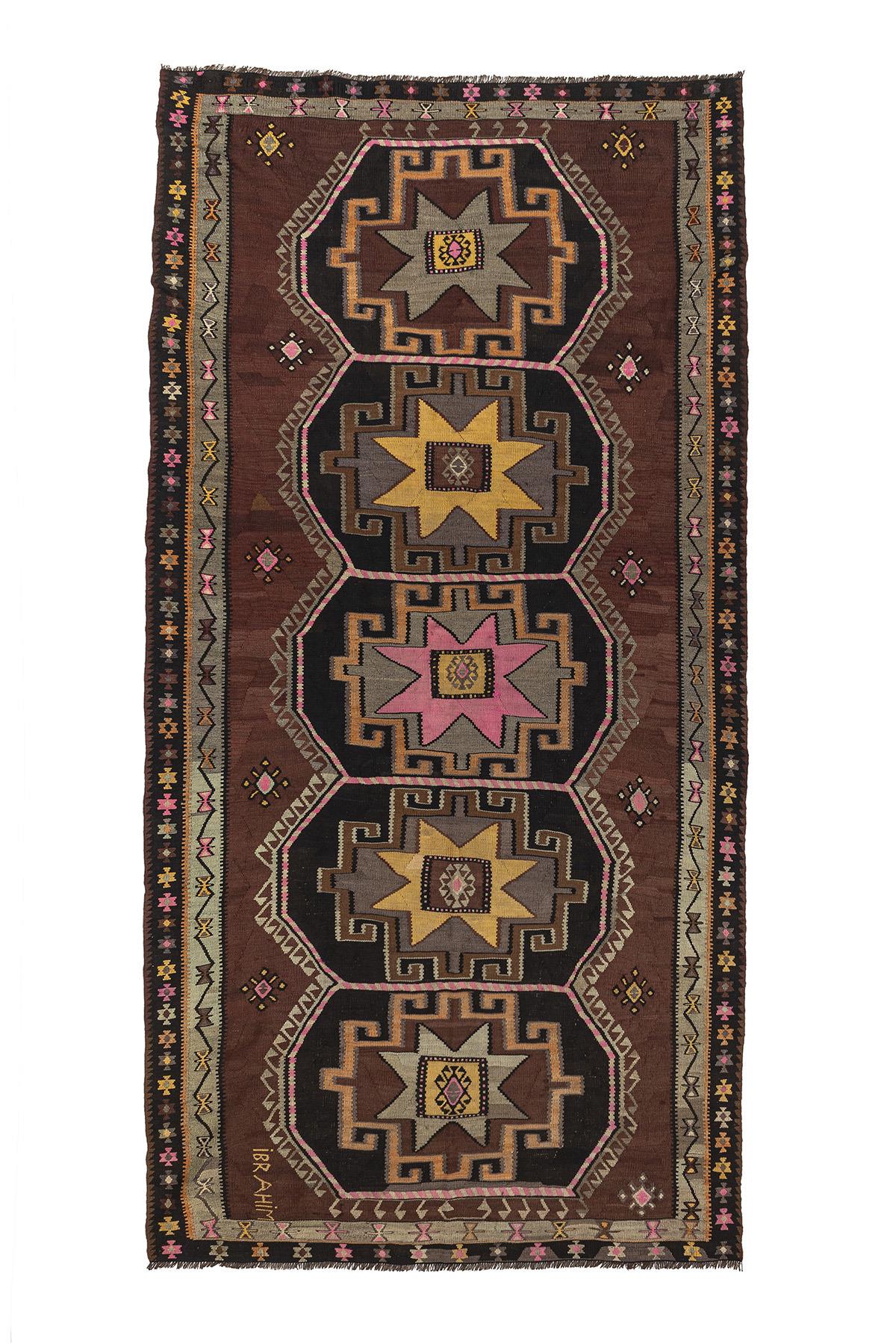Sivas Kilim Rug (2.5 x 6.6 ft) | KILIM WHOLESALE - Vintage Handmade Pillows - Vintage Handmade Kilim Rugs - It is 100% wool. Artistic and historical rugs. Old handwoven rugs. - Online hand woven rugs and kilim cushions sales. Shipping to all ove