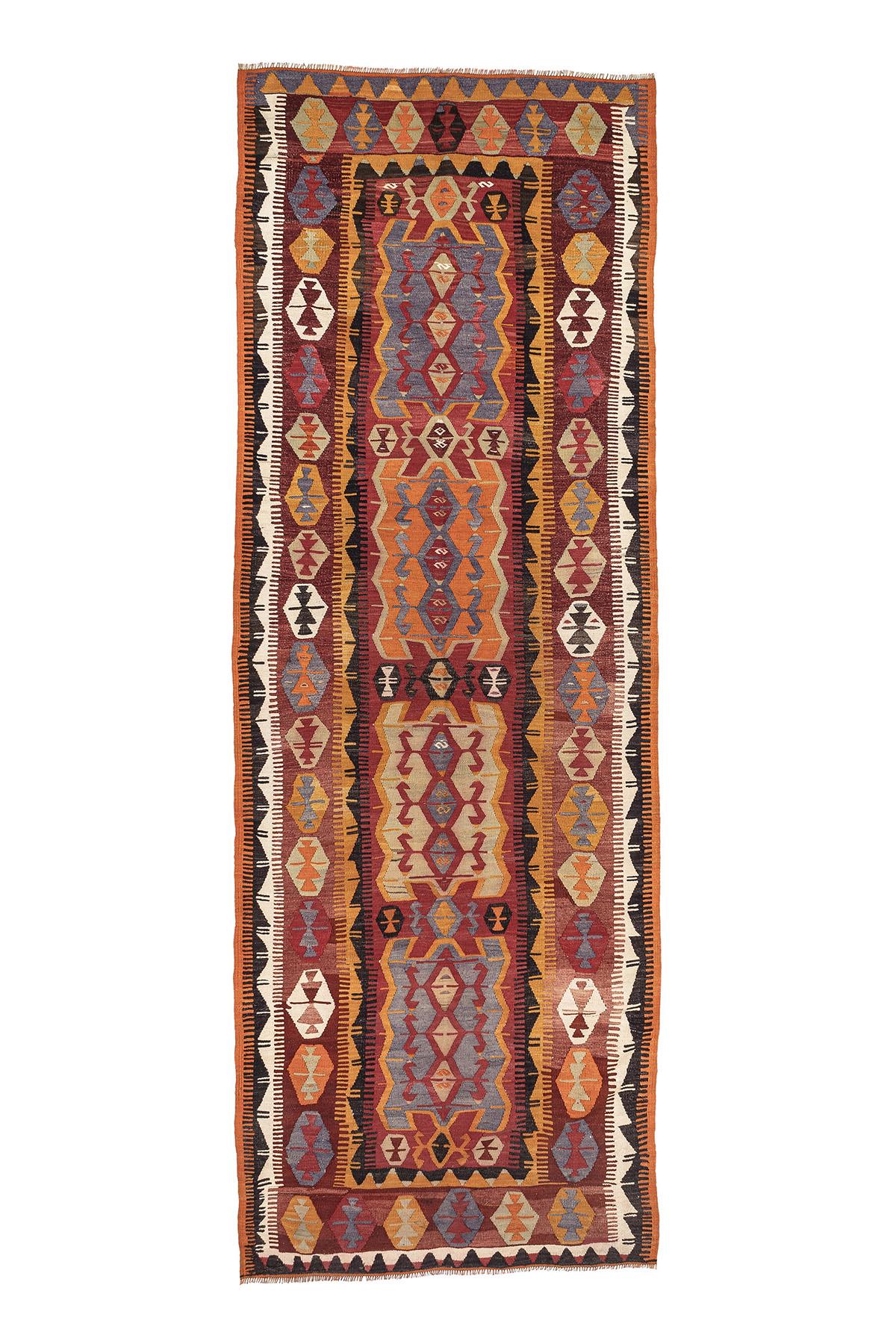 Sivas Kilim Rug (2.5 x 6.6 ft) | KILIM WHOLESALE - Vintage Handmade Pillows - Vintage Handmade Kilim Rugs - It is 100% wool. Artistic and historical rugs. Old handwoven rugs. - Online hand woven rugs and kilim cushions sales. Shipping to all ove