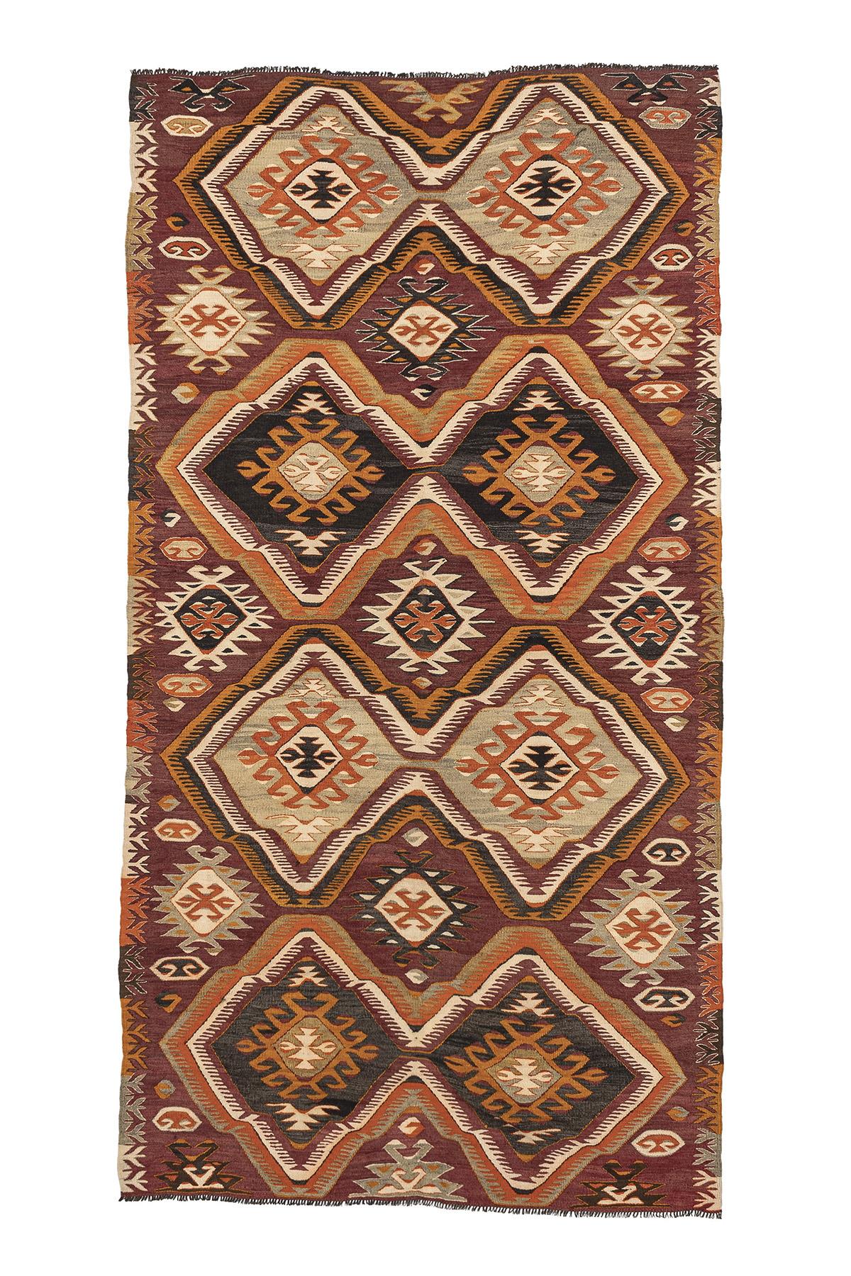 Sivas Kilim Rug (2.5 x 6.6 ft) | KILIM WHOLESALE - Vintage Handmade Pillows - Vintage Handmade Kilim Rugs - It is 100% wool. Artistic and historical rugs. Old handwoven rugs. - Online hand woven rugs and kilim cushions sales. Shipping to all ove