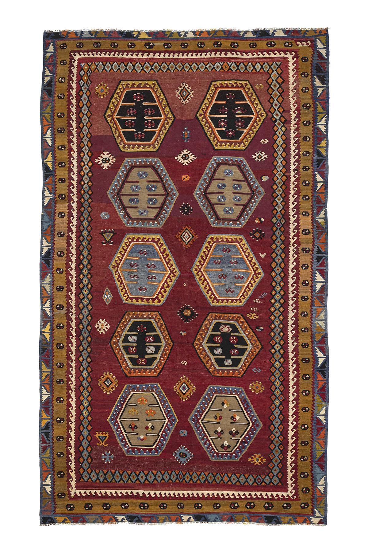 Sivas Kilim Rug (2.5 x 6.6 ft) | KILIM WHOLESALE - Vintage Handmade Pillows - Vintage Handmade Kilim Rugs - It is 100% wool. Artistic and historical rugs. Old handwoven rugs. - Online hand woven rugs and kilim cushions sales. Shipping to all ove