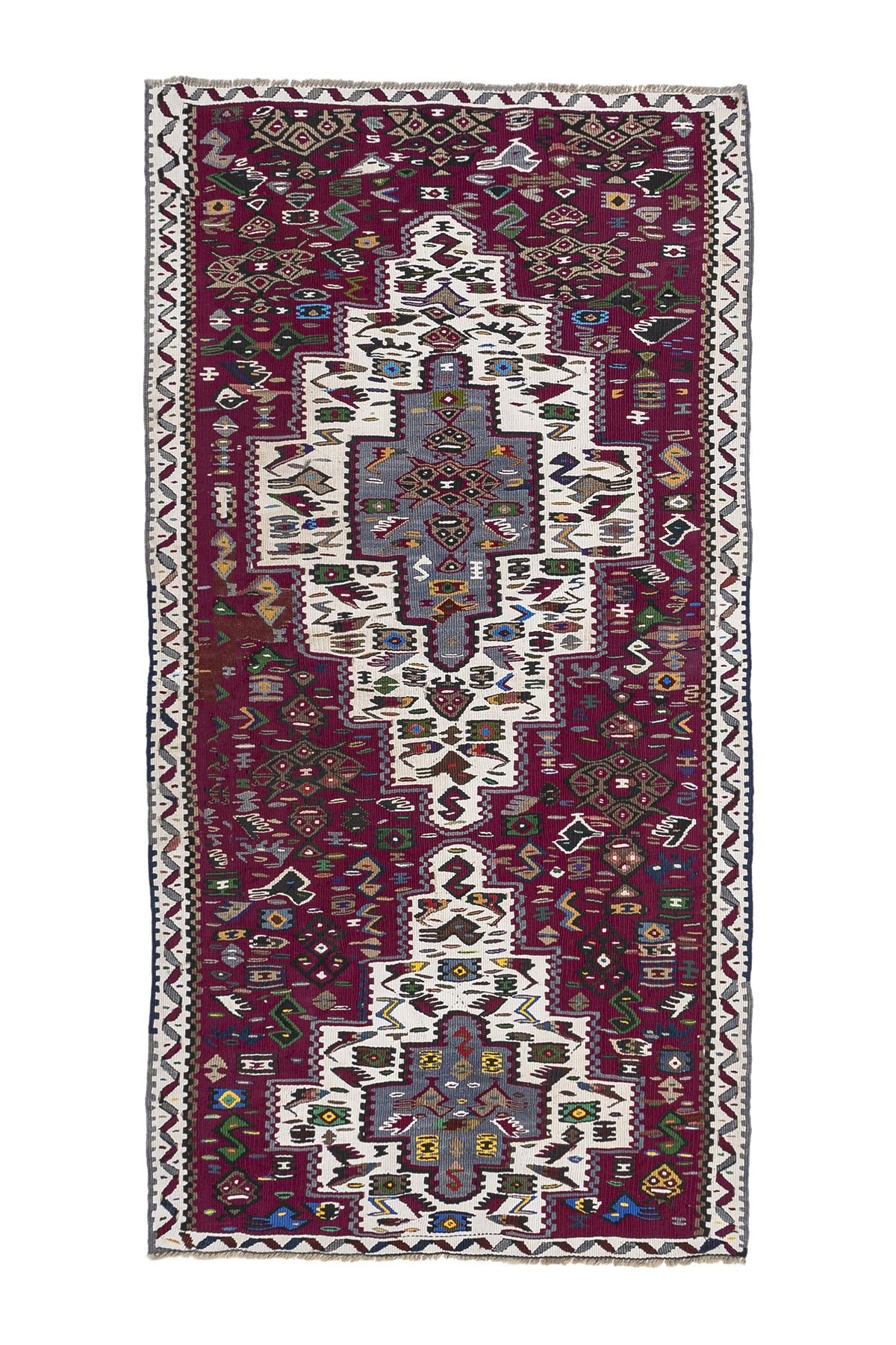 Sivas Kilim Rug (2.5 x 6.6 ft) | KILIM WHOLESALE - Vintage Handmade Pillows - Vintage Handmade Kilim Rugs - It is 100% wool. Artistic and historical rugs. Old handwoven rugs. - Online hand woven rugs and kilim cushions sales. Shipping to all ove