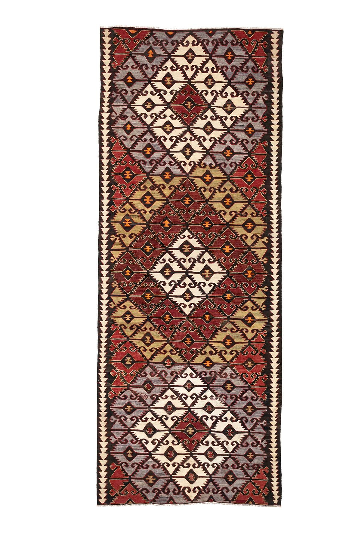 Sivas Kilim Rug (2.5 x 6.6 ft) | KILIM WHOLESALE - Vintage Handmade Pillows - Vintage Handmade Kilim Rugs - It is 100% wool. Artistic and historical rugs. Old handwoven rugs. - Online hand woven rugs and kilim cushions sales. Shipping to all ove