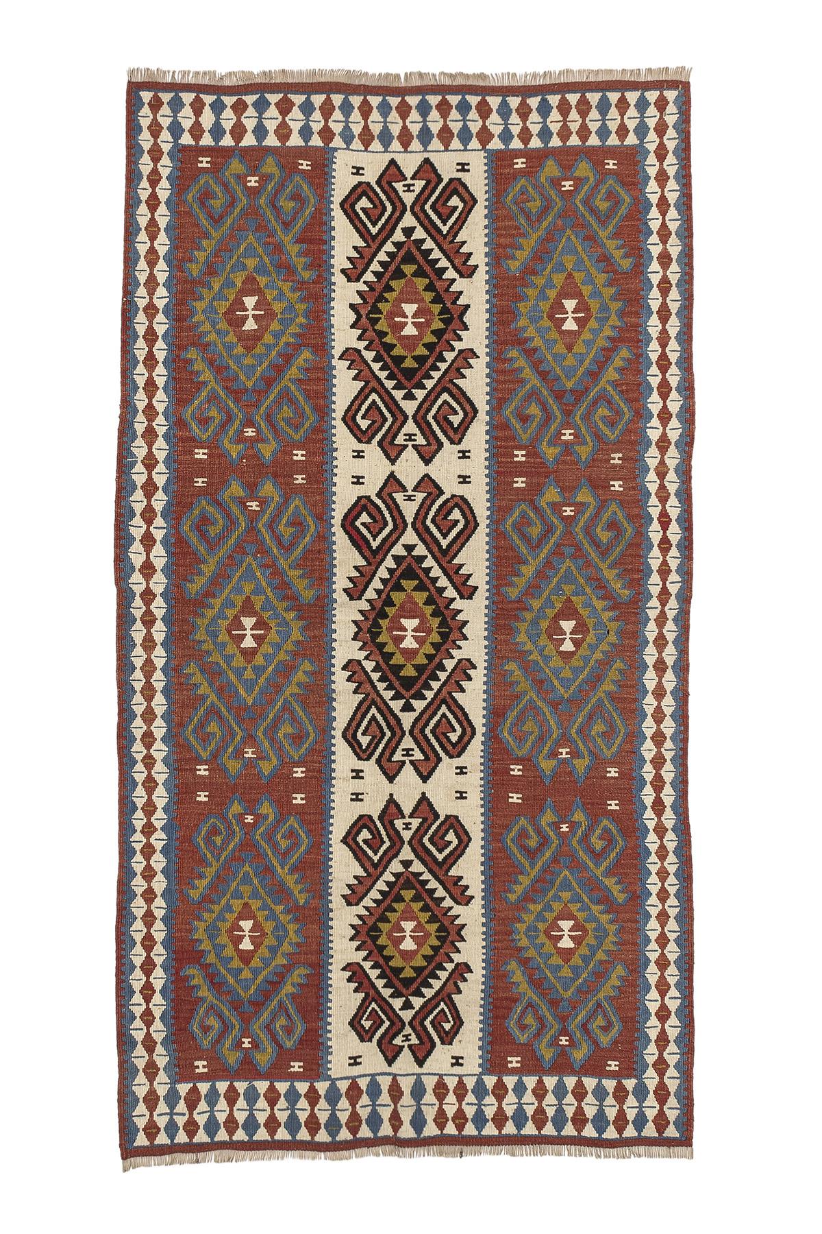 Bayburt Kilim Rug (3.9 x 7.0 ft) | KILIM WHOLESALE - Vintage Handmade Pillows - Vintage Handmade Kilim Rugs - It is 100% wool. Artistic and historical rugs. Old handwoven rugs. - Online hand woven rugs and kilim cushions sales. Shipping to all o