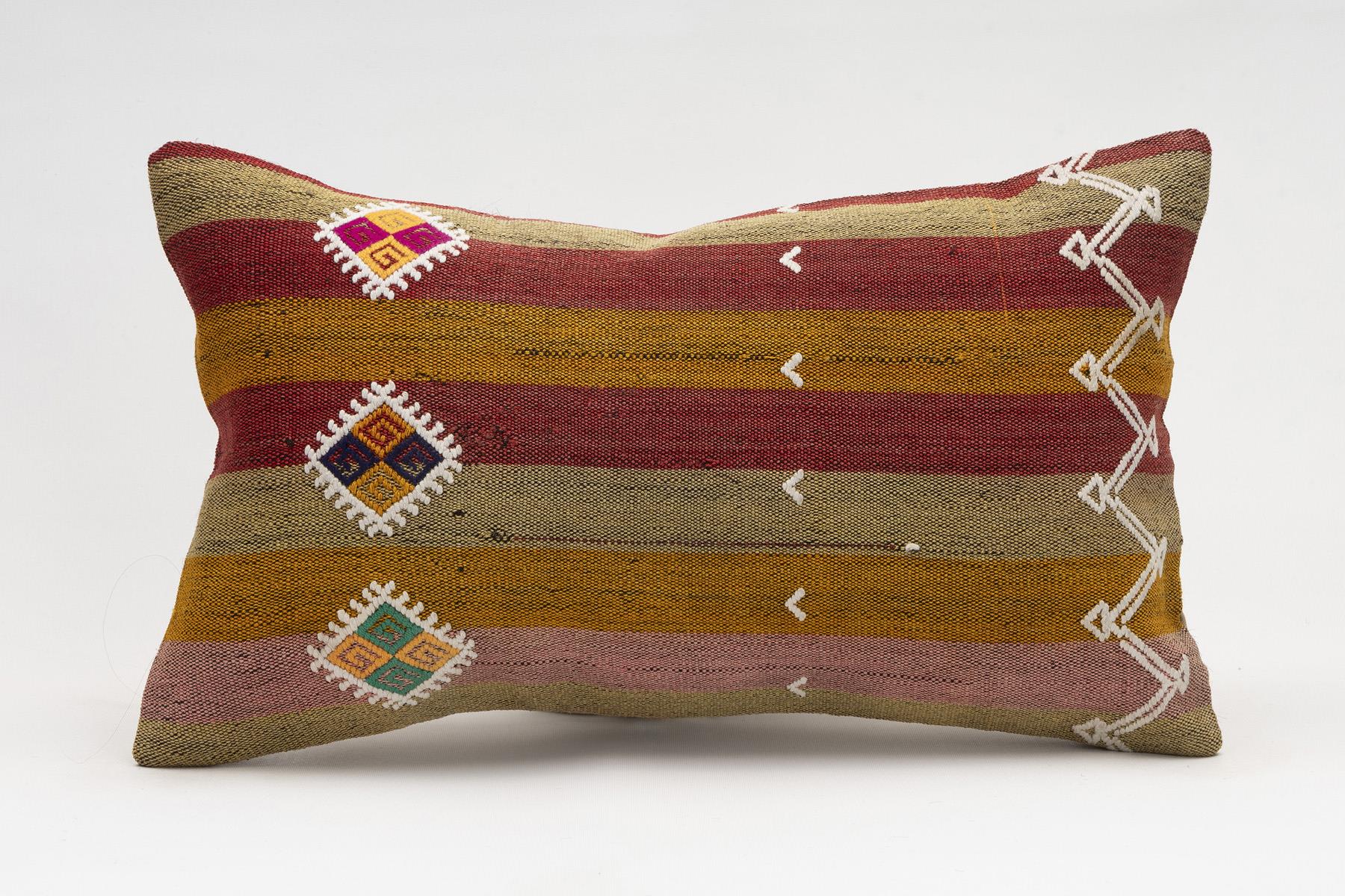 12x20 inches (30x50 cm) Kilim Pillow | KILIM WHOLESALE - Vintage Handmade Pillows - Vintage Handmade Kilim Rugs - It is 100% wool. Artistic and historical rugs. Old handwoven rugs. - Online hand woven rugs and kilim cushions sales. Shipping to a