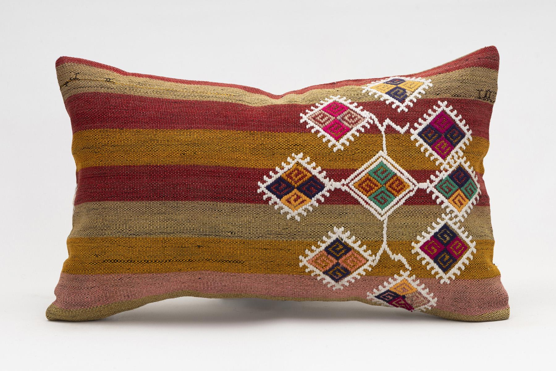12x20 inches (30x50 cm) Kilim Pillow | KILIM WHOLESALE - Vintage Handmade Pillows - Vintage Handmade Kilim Rugs - It is 100% wool. Artistic and historical rugs. Old handwoven rugs. - Online hand woven rugs and kilim cushions sales. Shipping to a