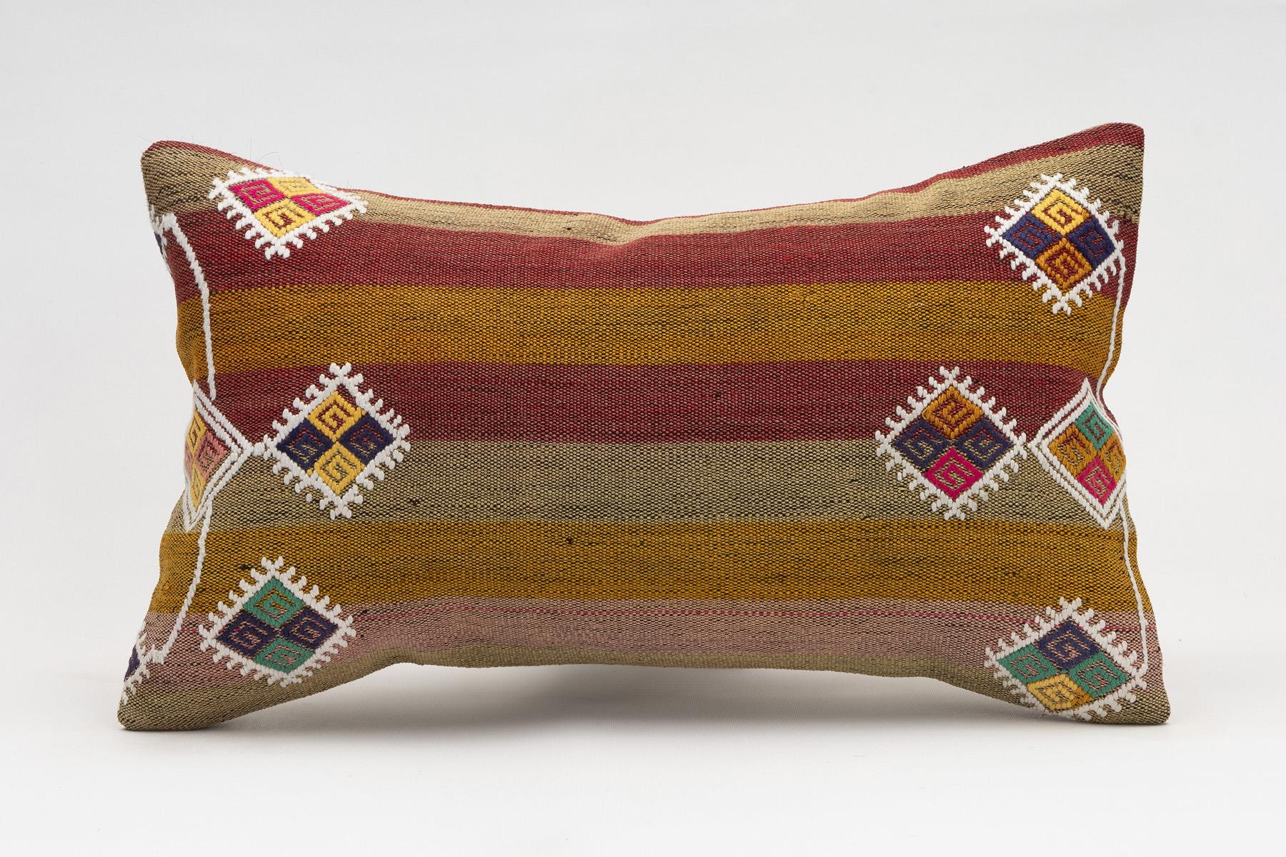 12x20 inches (30x50 cm) Kilim Pillow | KILIM WHOLESALE - Vintage Handmade Pillows - Vintage Handmade Kilim Rugs - It is 100% wool. Artistic and historical rugs. Old handwoven rugs. - Online hand woven rugs and kilim cushions sales. Shipping to a