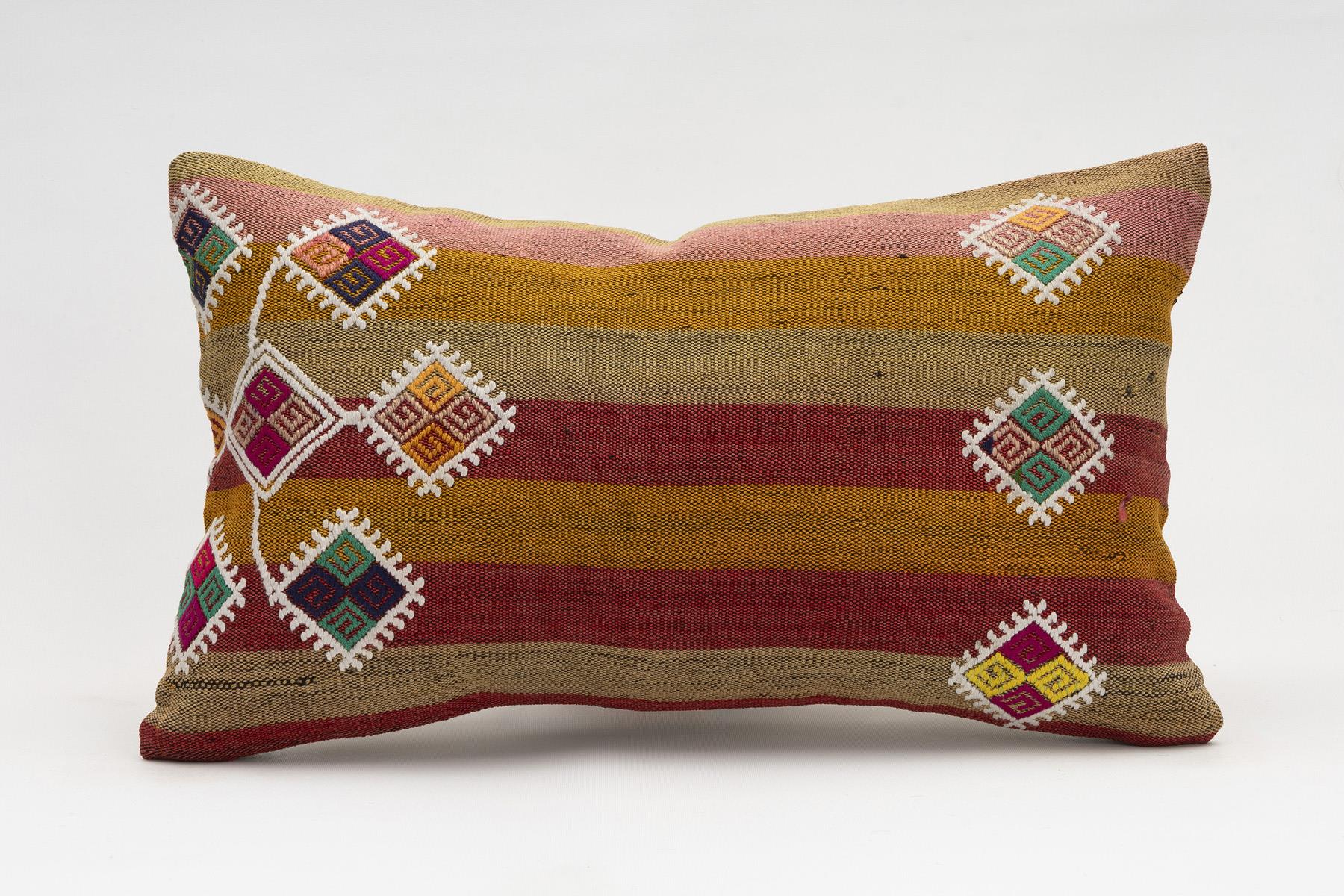 12x20 inches (30x50 cm) Kilim Pillow | KILIM WHOLESALE - Vintage Handmade Pillows - Vintage Handmade Kilim Rugs - It is 100% wool. Artistic and historical rugs. Old handwoven rugs. - Online hand woven rugs and kilim cushions sales. Shipping to a