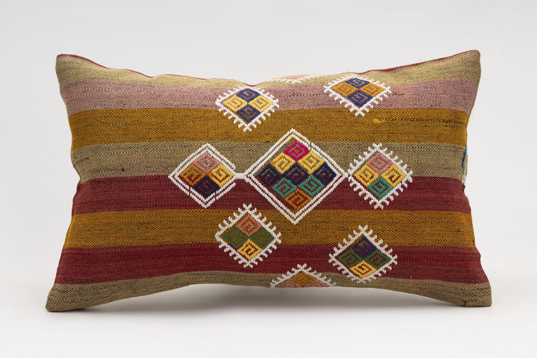 12x20 inches (30x50 cm) Kilim Pillow | KILIM WHOLESALE - Vintage Handmade Pillows - Vintage Handmade Kilim Rugs - It is 100% wool. Artistic and historical rugs. Old handwoven rugs. - Online hand woven rugs and kilim cushions sales. Shipping to a