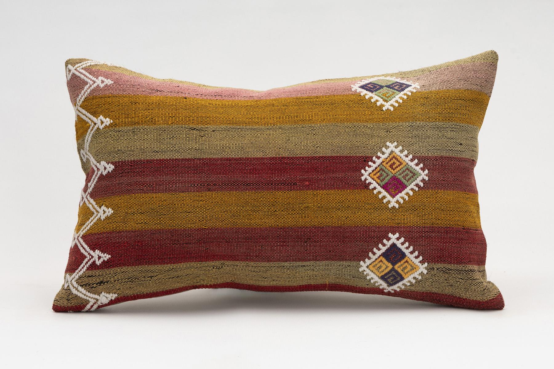 12x20 inches (30x50 cm) Kilim Pillow | KILIM WHOLESALE - Vintage Handmade Pillows - Vintage Handmade Kilim Rugs - It is 100% wool. Artistic and historical rugs. Old handwoven rugs. - Online hand woven rugs and kilim cushions sales. Shipping to a