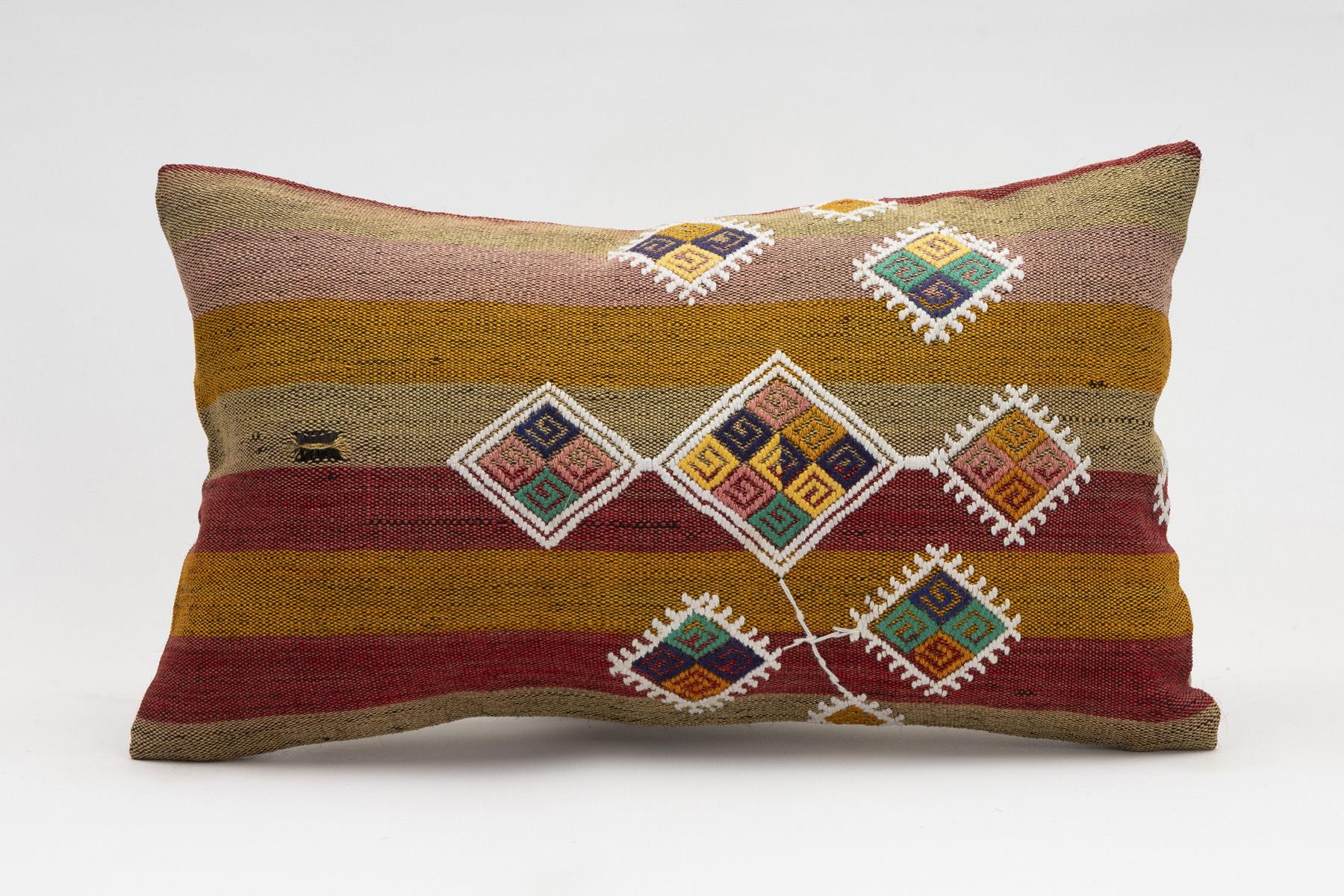 12x20 inches (30x50 cm) Kilim Pillow | KILIM WHOLESALE - Vintage Handmade Pillows - Vintage Handmade Kilim Rugs - It is 100% wool. Artistic and historical rugs. Old handwoven rugs. - Online hand woven rugs and kilim cushions sales. Shipping to a
