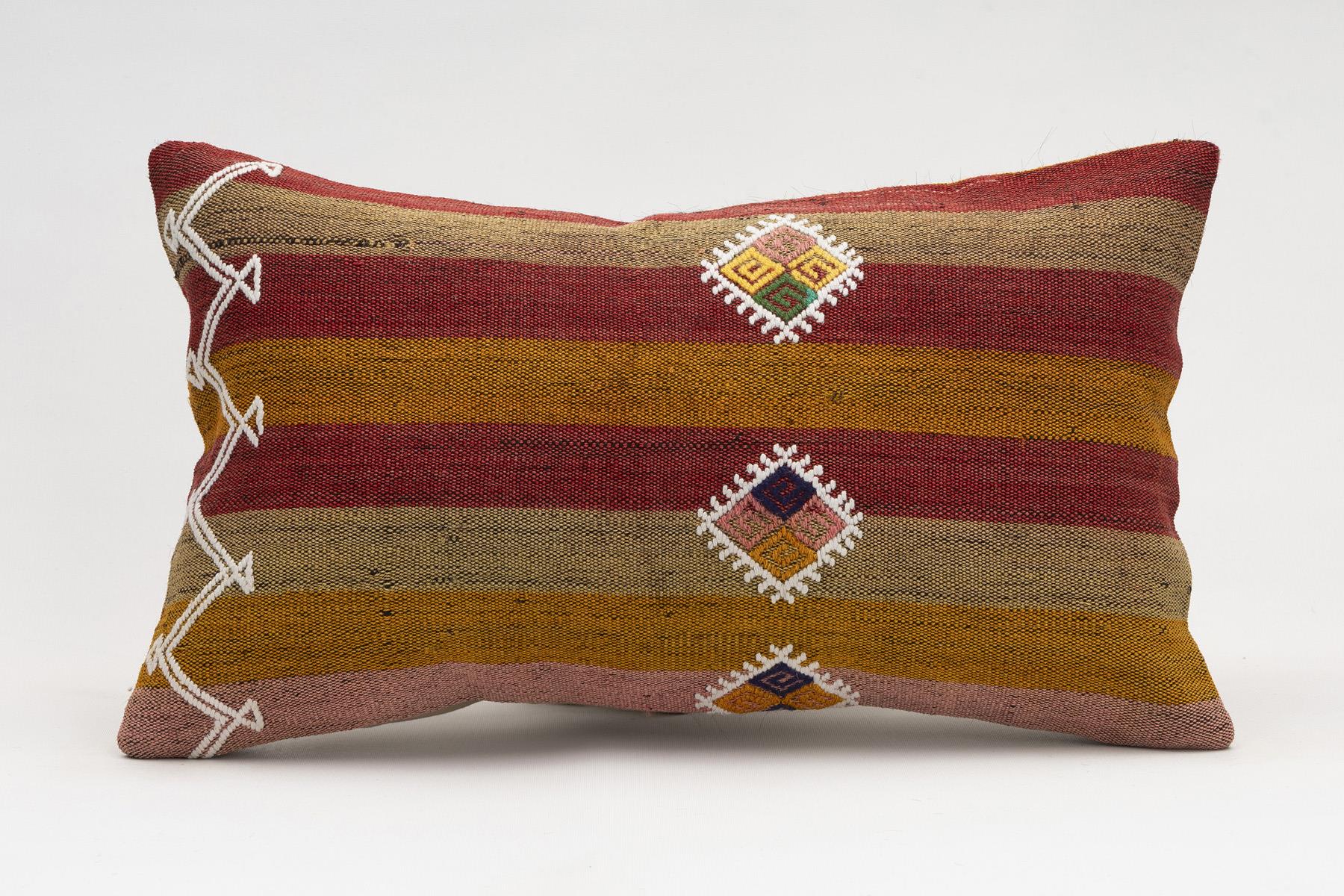 12x20 inches (30x50 cm) Kilim Pillow | KILIM WHOLESALE - Vintage Handmade Pillows - Vintage Handmade Kilim Rugs - It is 100% wool. Artistic and historical rugs. Old handwoven rugs. - Online hand woven rugs and kilim cushions sales. Shipping to a