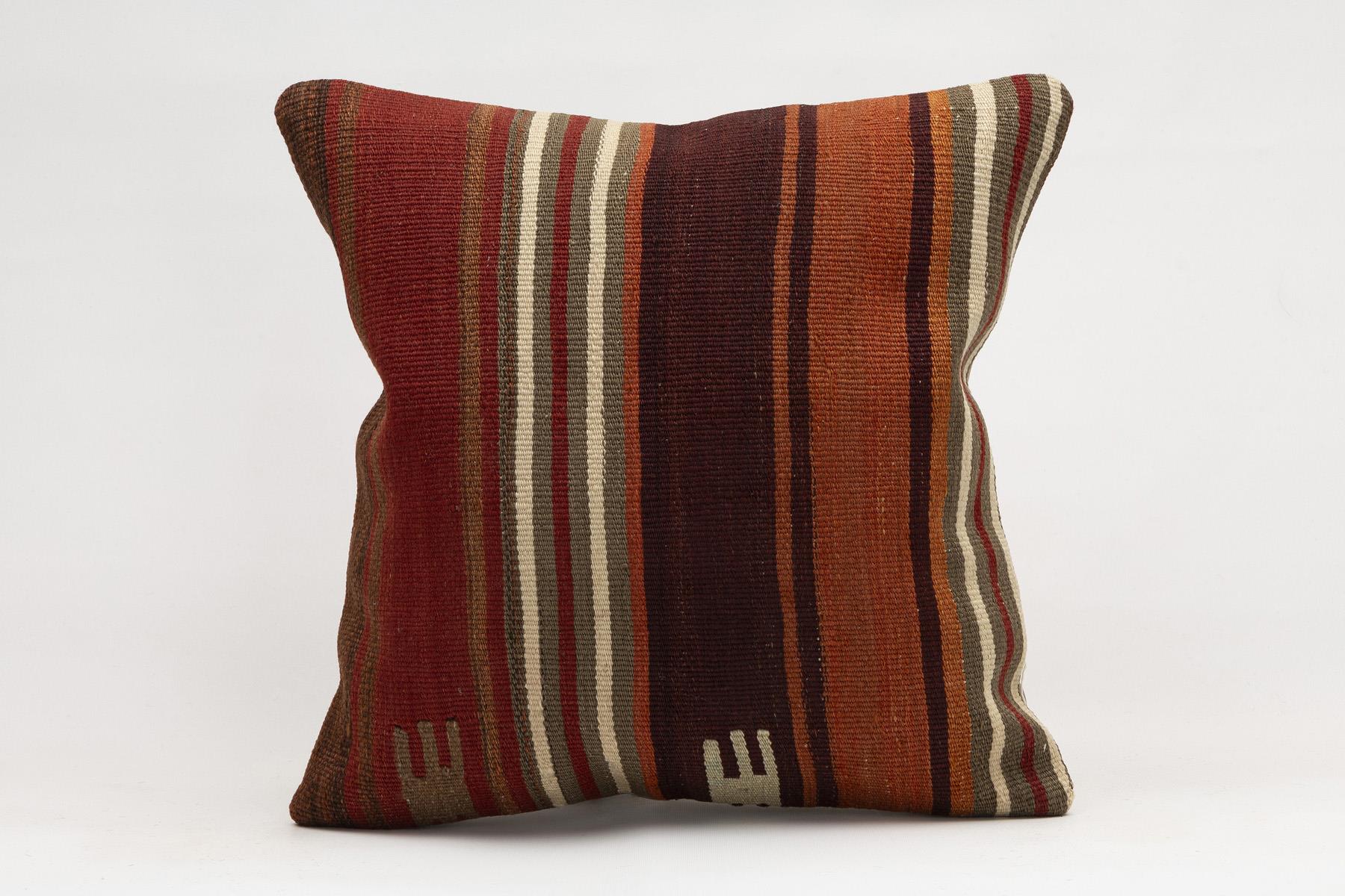 16x16 inches (40x40 cm) Kilim Pillow | KILIM WHOLESALE - Vintage Handmade Pillows - Vintage Handmade Kilim Rugs - It is 100% wool. Artistic and historical rugs. Old handwoven rugs. - Online hand woven rugs and kilim cushions sales. Shipping to a