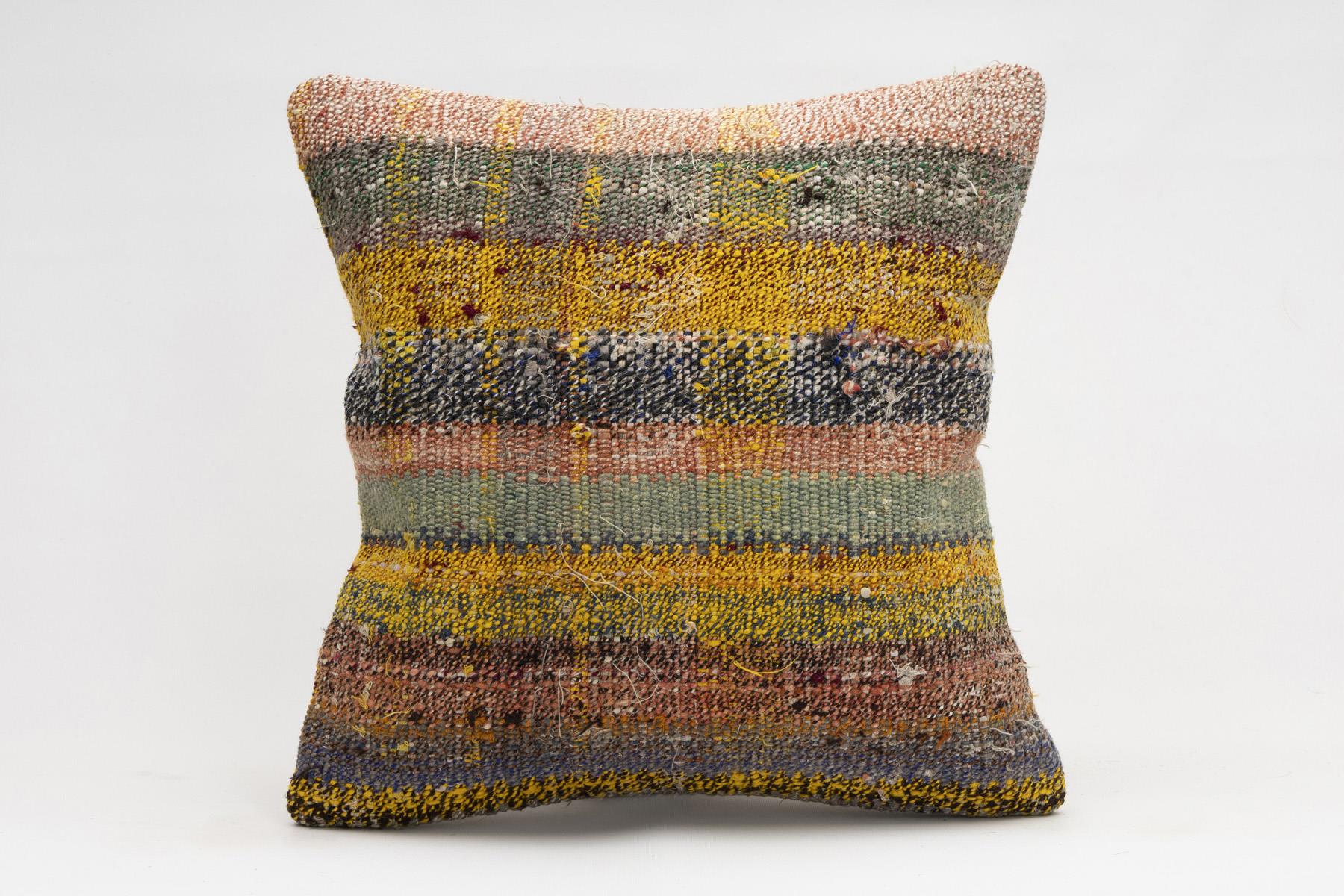 16x16 inches (40x40 cm) Kilim Pillow | KILIM WHOLESALE - Vintage Handmade Pillows - Vintage Handmade Kilim Rugs - It is 100% wool. Artistic and historical rugs. Old handwoven rugs. - Online hand woven rugs and kilim cushions sales. Shipping to a