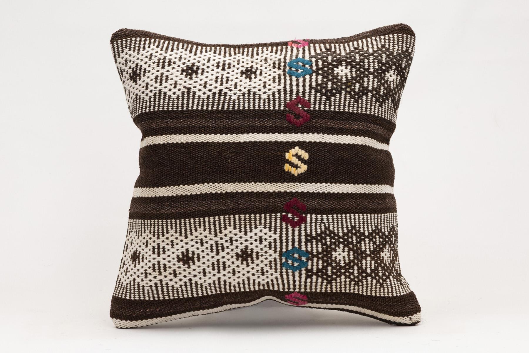 16x16 inches (40x40 cm) Kilim Pillow | KILIM WHOLESALE - Vintage Handmade Pillows - Vintage Handmade Kilim Rugs - It is 100% wool. Artistic and historical rugs. Old handwoven rugs. - Online hand woven rugs and kilim cushions sales. Shipping to a