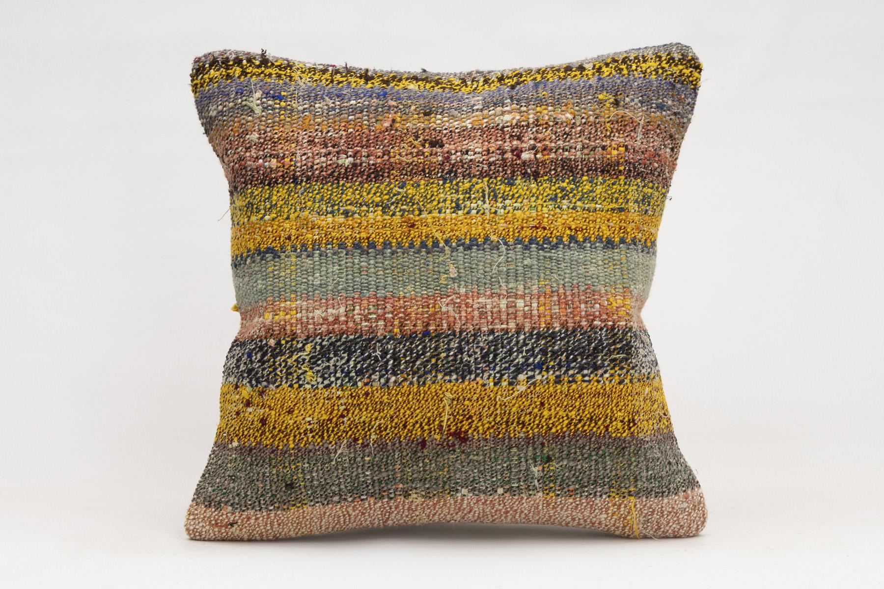 16x16 inches (40x40 cm) Kilim Pillow | KILIM WHOLESALE - Vintage Handmade Pillows - Vintage Handmade Kilim Rugs - It is 100% wool. Artistic and historical rugs. Old handwoven rugs. - Online hand woven rugs and kilim cushions sales. Shipping to a