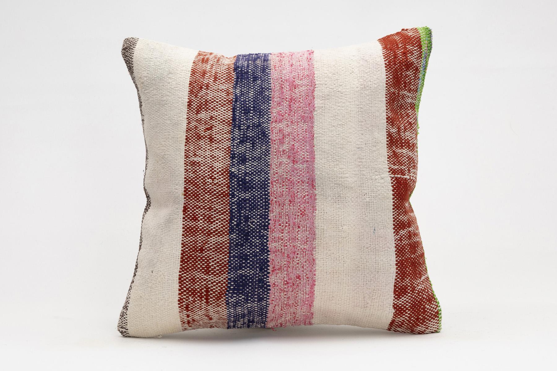 16x16 inches (40x40 cm) Kilim Pillow | KILIM WHOLESALE - Vintage Handmade Pillows - Vintage Handmade Kilim Rugs - It is 100% wool. Artistic and historical rugs. Old handwoven rugs. - Online hand woven rugs and kilim cushions sales. Shipping to a