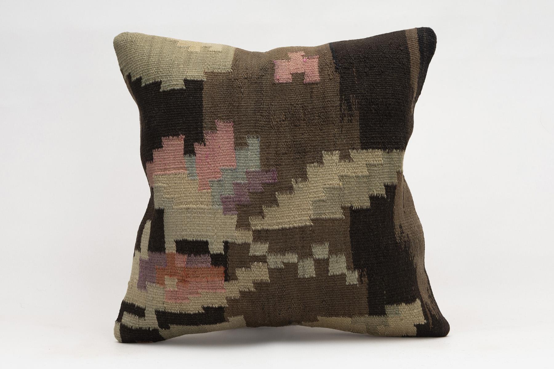 16x16 inches (40x40 cm) Kilim Pillow | KILIM WHOLESALE - Vintage Handmade Pillows - Vintage Handmade Kilim Rugs - It is 100% wool. Artistic and historical rugs. Old handwoven rugs. - Online hand woven rugs and kilim cushions sales. Shipping to a