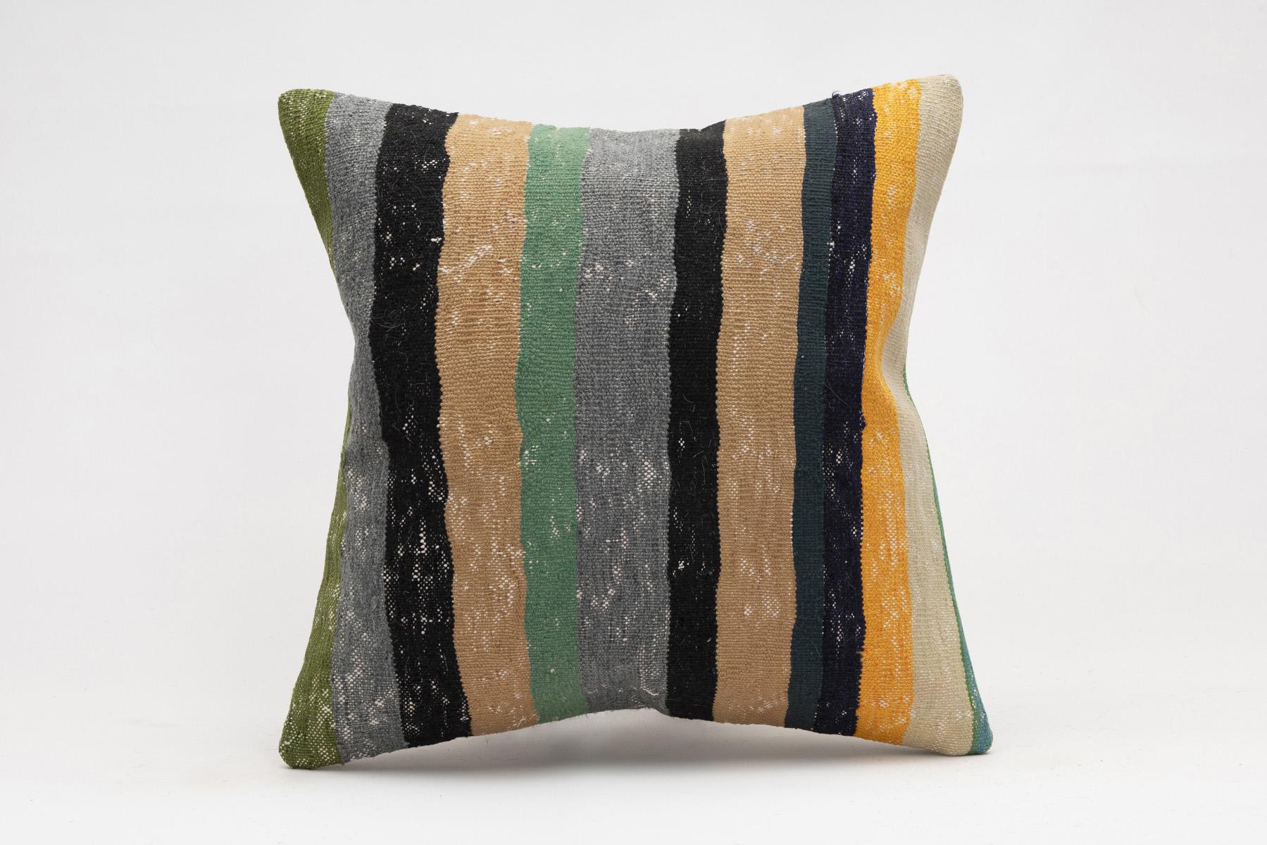 16x16 inches (40x40 cm) Kilim Pillow | KILIM WHOLESALE - Vintage Handmade Pillows - Vintage Handmade Kilim Rugs - It is 100% wool. Artistic and historical rugs. Old handwoven rugs. - Online hand woven rugs and kilim cushions sales. Shipping to a