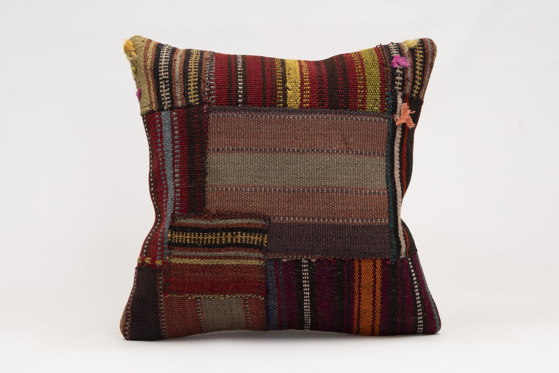 16x16 inches (40x40 cm) Kilim Pillow | KILIM WHOLESALE - Vintage Handmade Pillows - Vintage Handmade Kilim Rugs - It is 100% wool. Artistic and historical rugs. Old handwoven rugs. - Online hand woven rugs and kilim cushions sales. Shipping to a