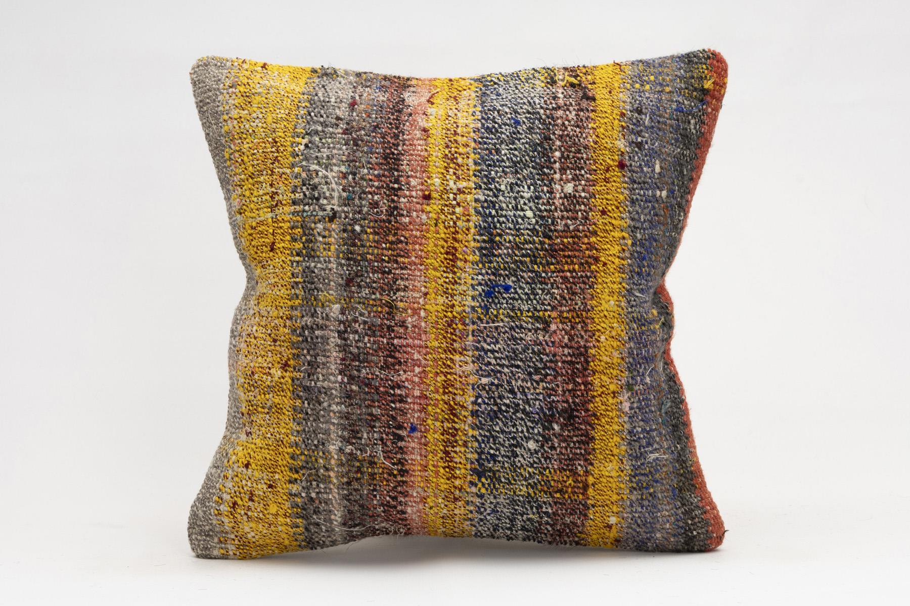 16x16 inches (40x40 cm) Kilim Pillow | KILIM WHOLESALE - Vintage Handmade Pillows - Vintage Handmade Kilim Rugs - It is 100% wool. Artistic and historical rugs. Old handwoven rugs. - Online hand woven rugs and kilim cushions sales. Shipping to a