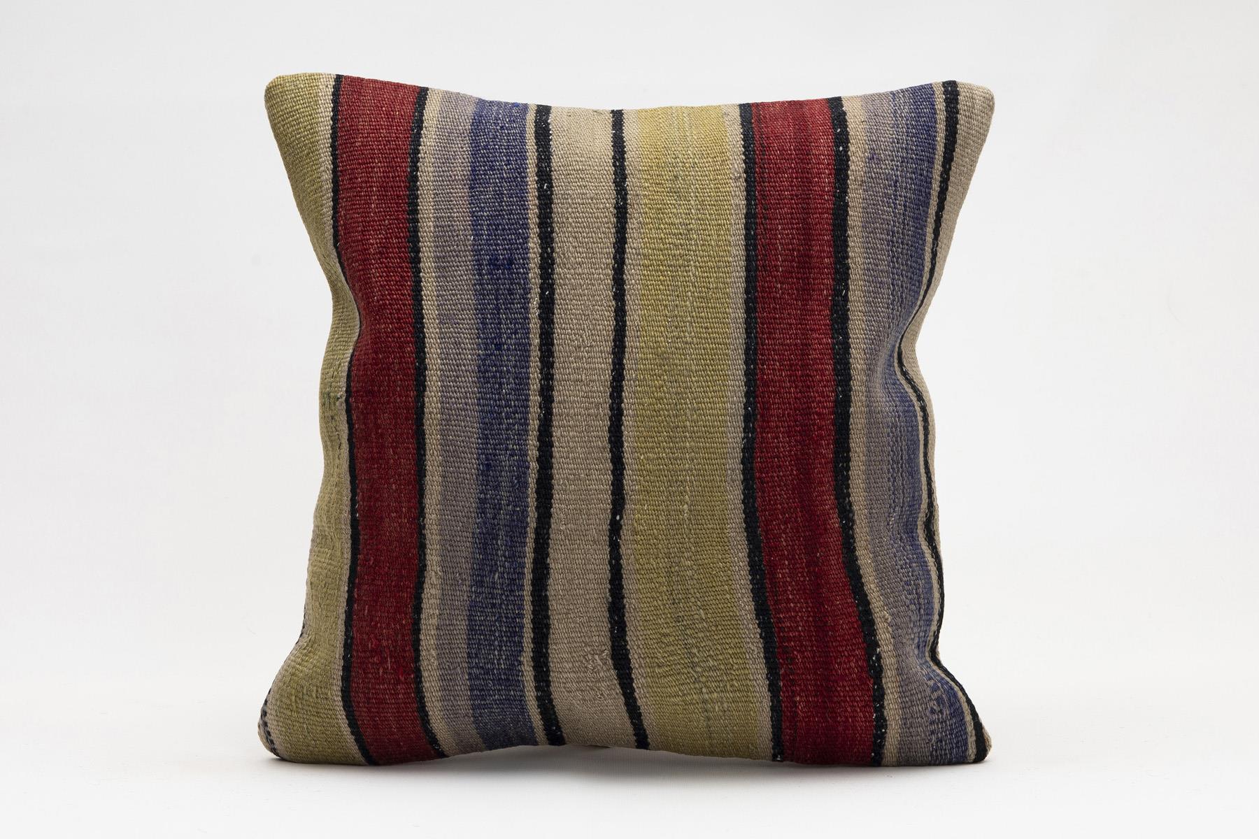 16x16 inches (40x40 cm) Kilim Pillow | KILIM WHOLESALE - Vintage Handmade Pillows - Vintage Handmade Kilim Rugs - It is 100% wool. Artistic and historical rugs. Old handwoven rugs. - Online hand woven rugs and kilim cushions sales. Shipping to a