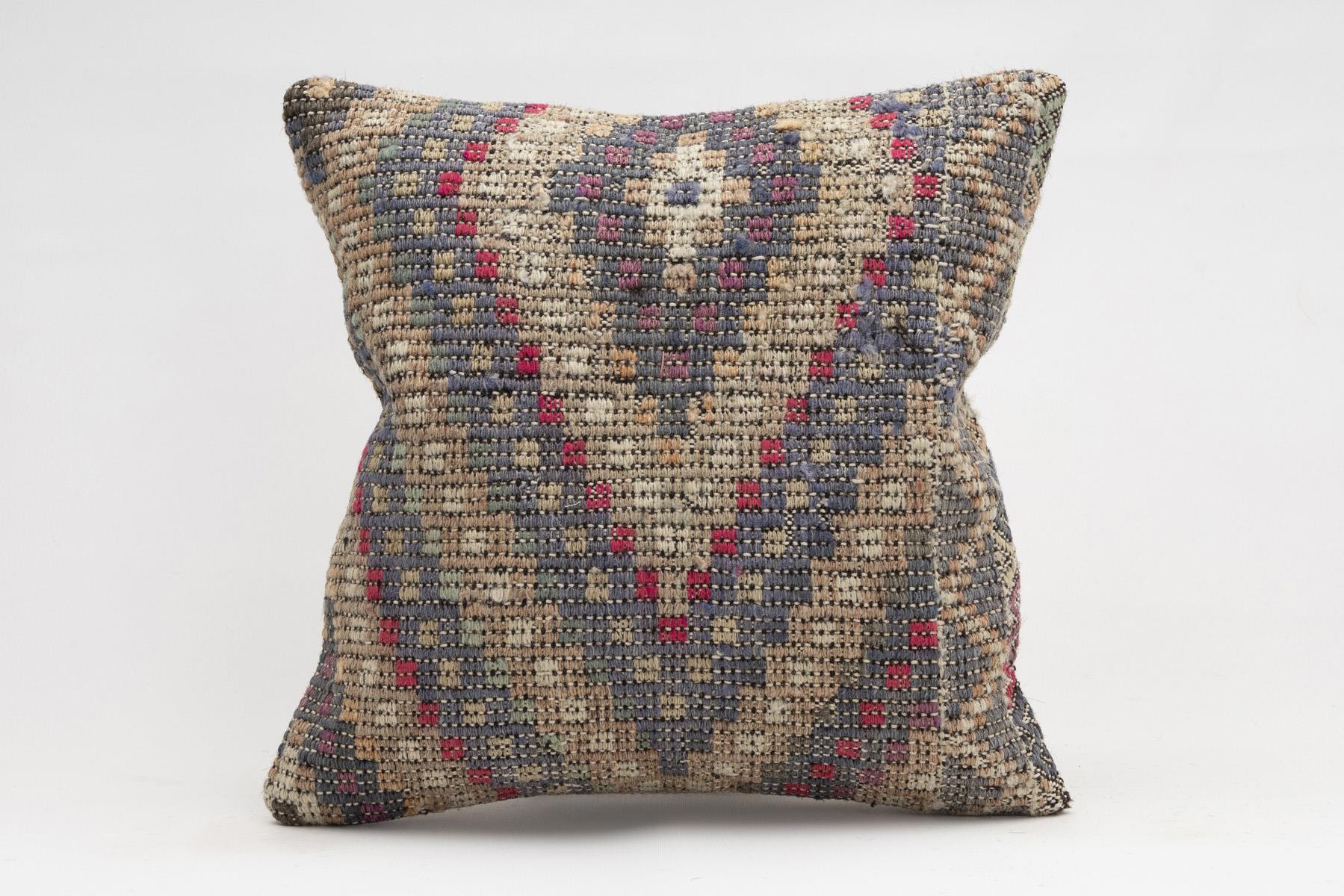 16x16 inches (40x40 cm) Kilim Pillow | KILIM WHOLESALE - Vintage Handmade Pillows - Vintage Handmade Kilim Rugs - It is 100% wool. Artistic and historical rugs. Old handwoven rugs. - Online hand woven rugs and kilim cushions sales. Shipping to a