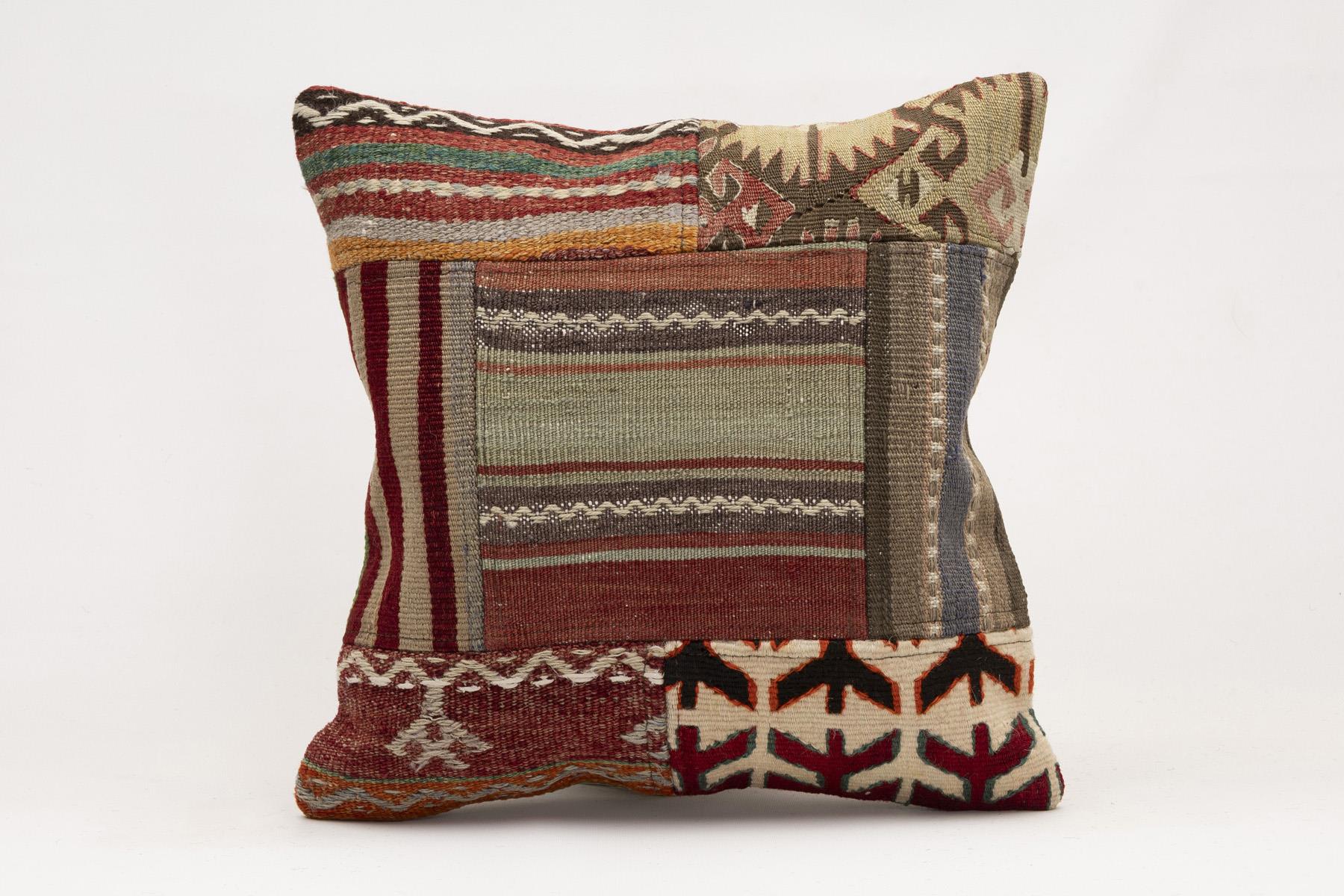 16x16 inches (40x40 cm) Kilim Pillow | KILIM WHOLESALE - Vintage Handmade Pillows - Vintage Handmade Kilim Rugs - It is 100% wool. Artistic and historical rugs. Old handwoven rugs. - Online hand woven rugs and kilim cushions sales. Shipping to a