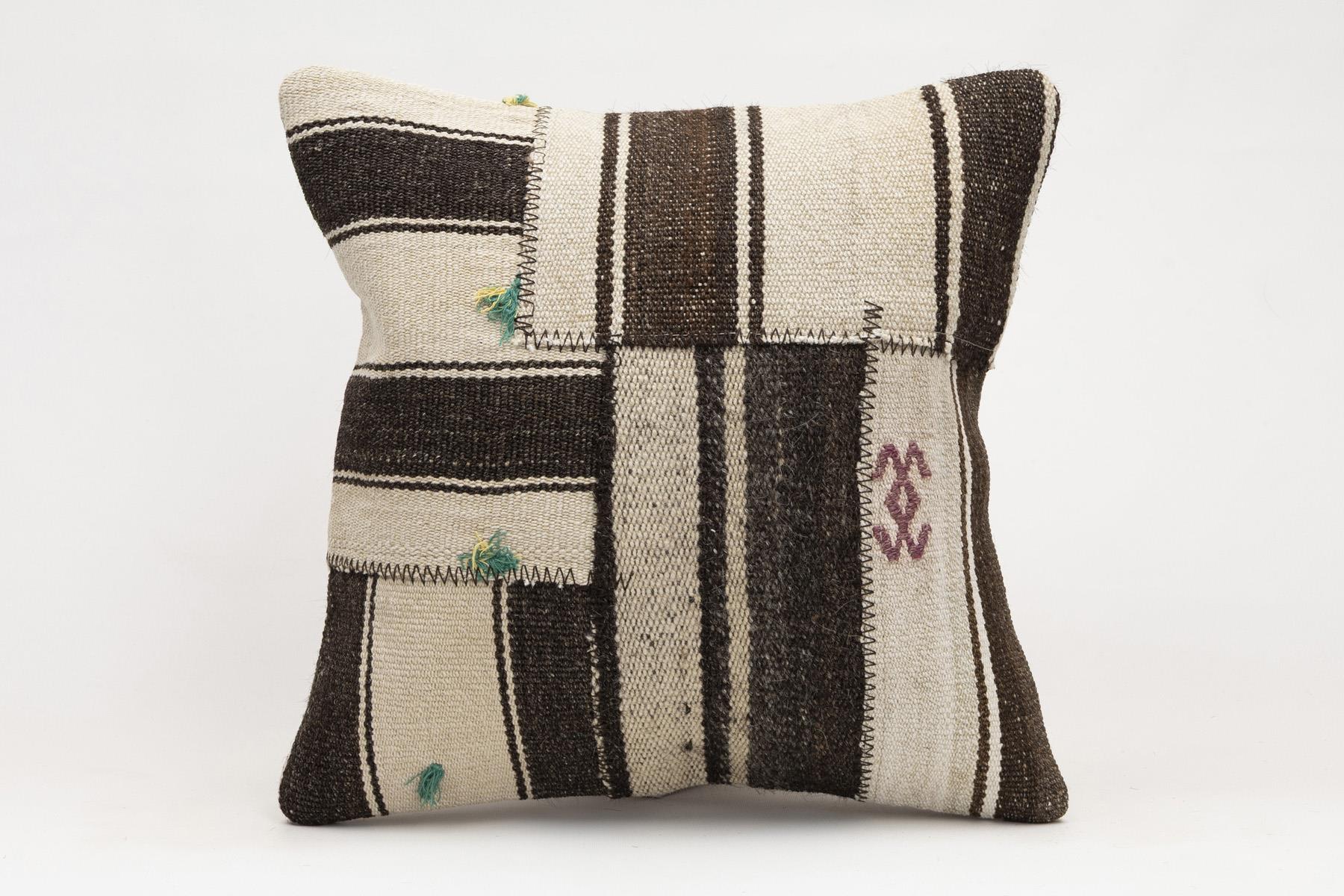 16x16 inches (40x40 cm) Kilim Pillow | KILIM WHOLESALE - Vintage Handmade Pillows - Vintage Handmade Kilim Rugs - It is 100% wool. Artistic and historical rugs. Old handwoven rugs. - Online hand woven rugs and kilim cushions sales. Shipping to a