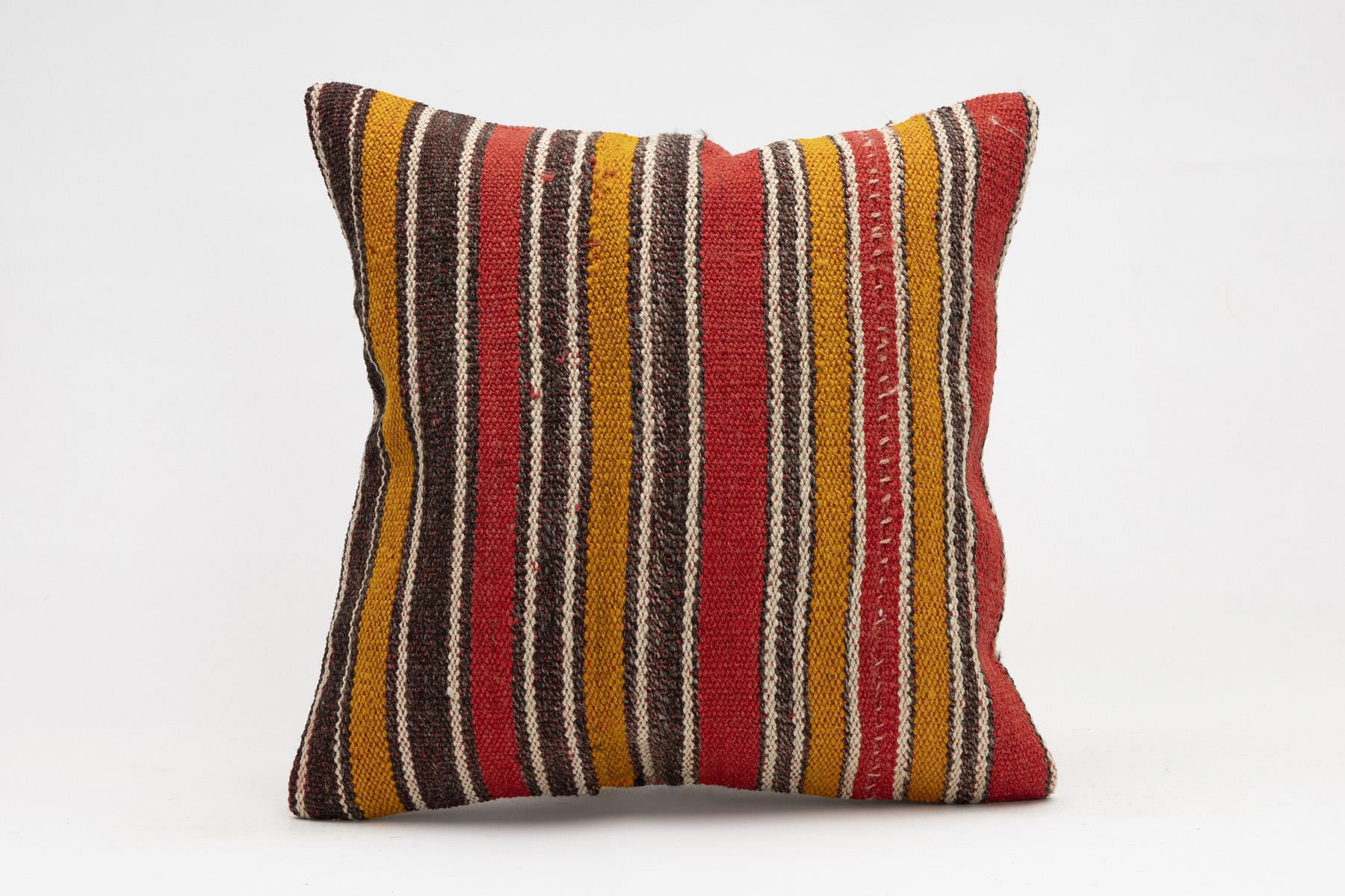 16x16 inches (40x40 cm) Kilim Pillow | KILIM WHOLESALE - Vintage Handmade Pillows - Vintage Handmade Kilim Rugs - It is 100% wool. Artistic and historical rugs. Old handwoven rugs. - Online hand woven rugs and kilim cushions sales. Shipping to a