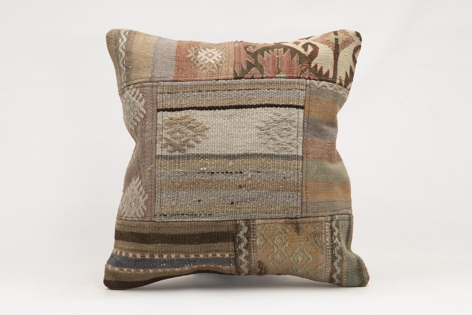 16x16 inches (40x40 cm) Kilim Pillow | KILIM WHOLESALE - Vintage Handmade Pillows - Vintage Handmade Kilim Rugs - It is 100% wool. Artistic and historical rugs. Old handwoven rugs. - Online hand woven rugs and kilim cushions sales. Shipping to a