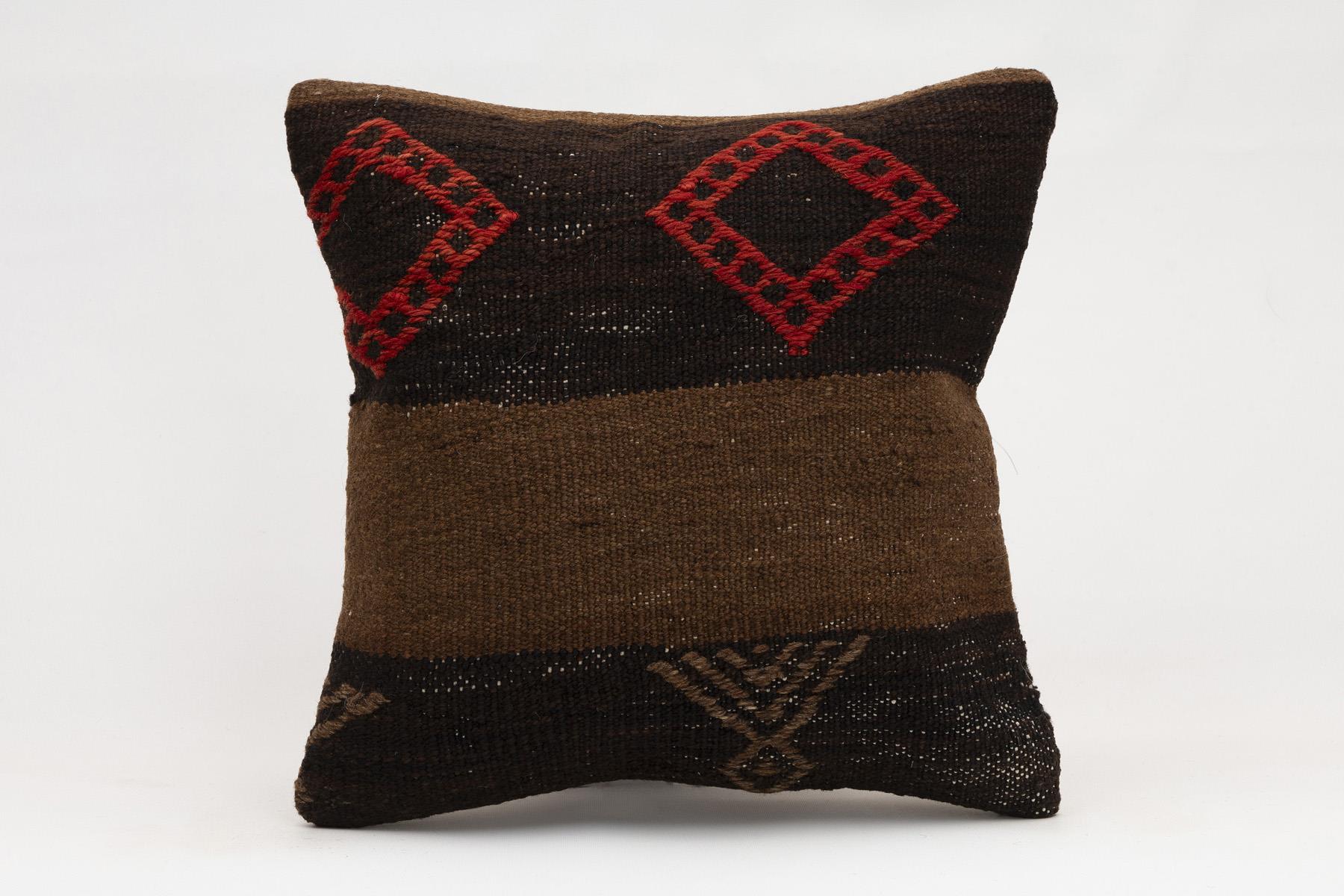 16x16 inches (40x40 cm) Kilim Pillow | KILIM WHOLESALE - Vintage Handmade Pillows - Vintage Handmade Kilim Rugs - It is 100% wool. Artistic and historical rugs. Old handwoven rugs. - Online hand woven rugs and kilim cushions sales. Shipping to a