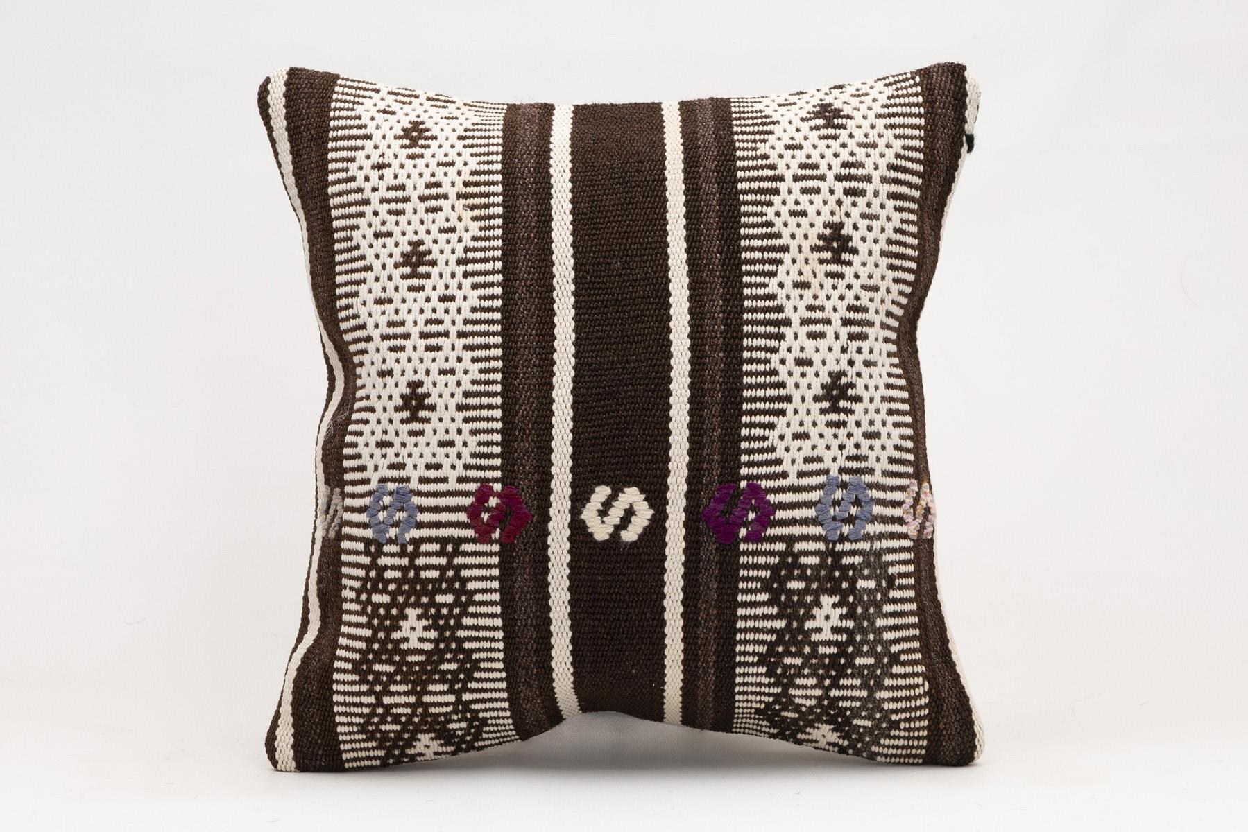 16x16 inches (40x40 cm) Kilim Pillow | KILIM WHOLESALE - Vintage Handmade Pillows - Vintage Handmade Kilim Rugs - It is 100% wool. Artistic and historical rugs. Old handwoven rugs. - Online hand woven rugs and kilim cushions sales. Shipping to a