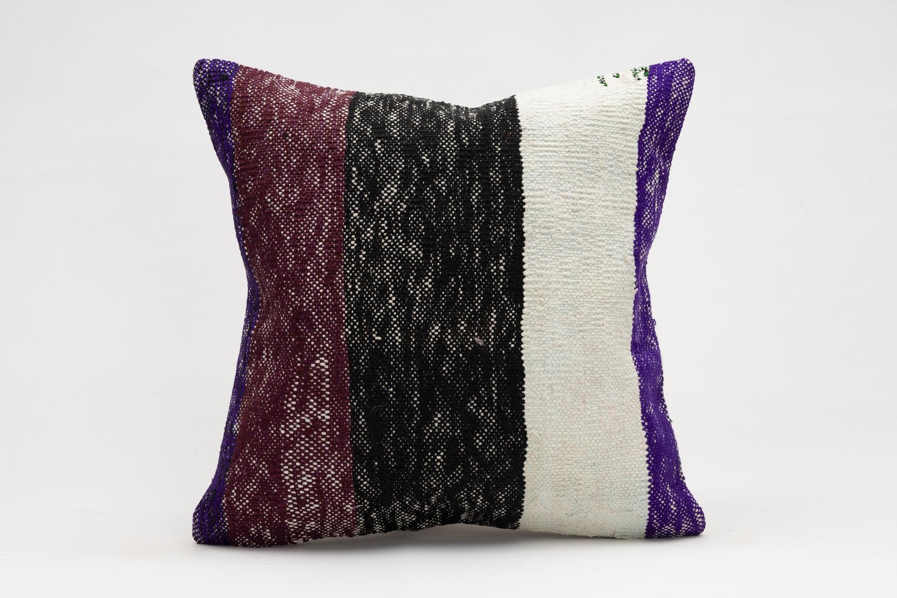 16x16 inches (40x40 cm) Kilim Pillow | KILIM WHOLESALE - Vintage Handmade Pillows - Vintage Handmade Kilim Rugs - It is 100% wool. Artistic and historical rugs. Old handwoven rugs. - Online hand woven rugs and kilim cushions sales. Shipping to a