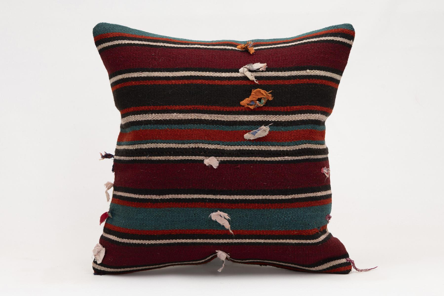 16x16 inches (40x40 cm) Kilim Pillow | KILIM WHOLESALE - Vintage Handmade Pillows - Vintage Handmade Kilim Rugs - It is 100% wool. Artistic and historical rugs. Old handwoven rugs. - Online hand woven rugs and kilim cushions sales. Shipping to a