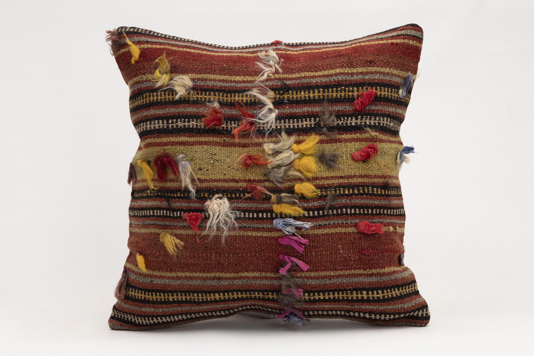 16x16 inches (40x40 cm) Kilim Pillow | KILIM WHOLESALE - Vintage Handmade Pillows - Vintage Handmade Kilim Rugs - It is 100% wool. Artistic and historical rugs. Old handwoven rugs. - Online hand woven rugs and kilim cushions sales. Shipping to a