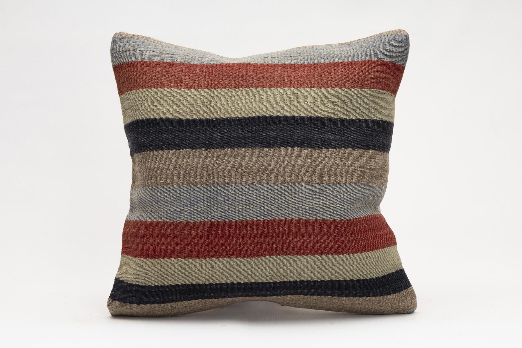 16x16 inches (40x40 cm) Kilim Pillow | KILIM WHOLESALE - Vintage Handmade Pillows - Vintage Handmade Kilim Rugs - It is 100% wool. Artistic and historical rugs. Old handwoven rugs. - Online hand woven rugs and kilim cushions sales. Shipping to a