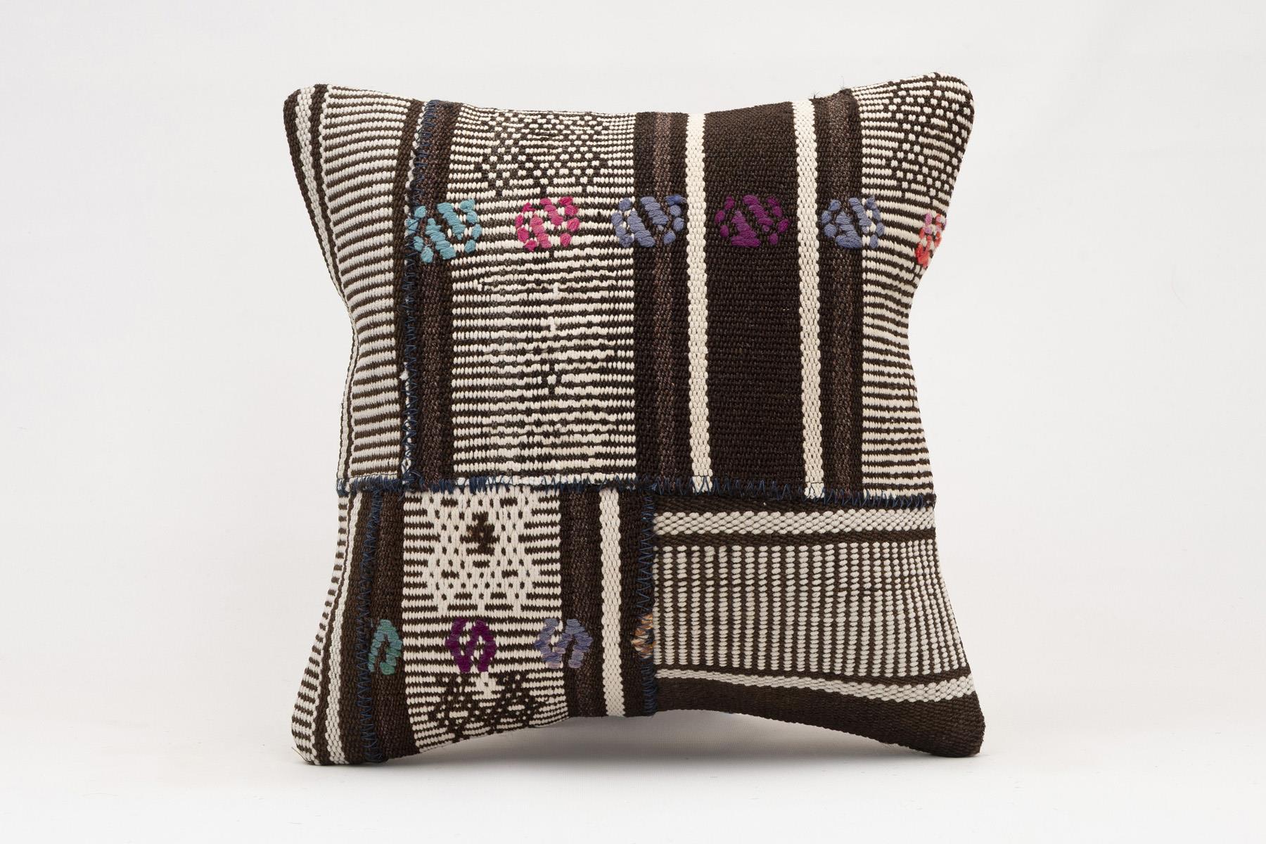 16x16 inches (40x40 cm) Kilim Pillow | KILIM WHOLESALE - Vintage Handmade Pillows - Vintage Handmade Kilim Rugs - It is 100% wool. Artistic and historical rugs. Old handwoven rugs. - Online hand woven rugs and kilim cushions sales. Shipping to a