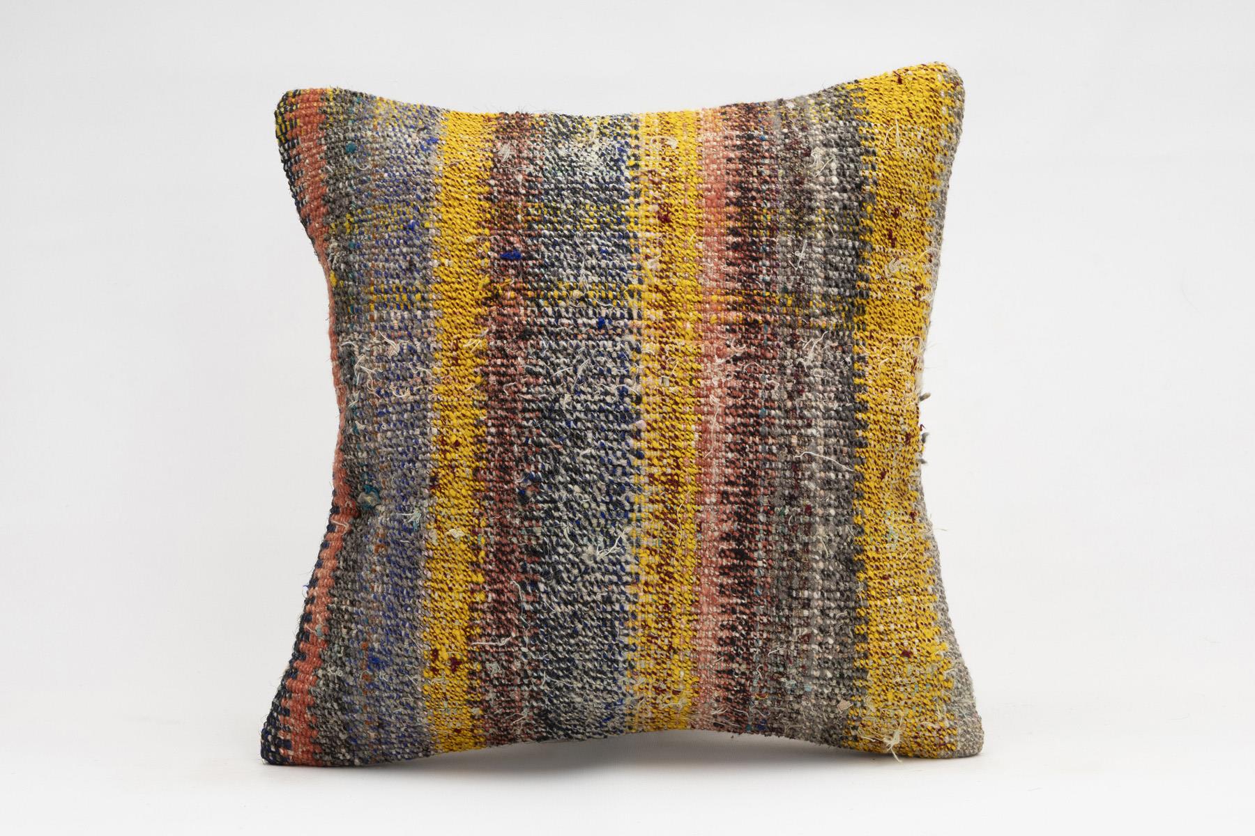 16x16 inches (40x40 cm) Kilim Pillow | KILIM WHOLESALE - Vintage Handmade Pillows - Vintage Handmade Kilim Rugs - It is 100% wool. Artistic and historical rugs. Old handwoven rugs. - Online hand woven rugs and kilim cushions sales. Shipping to a