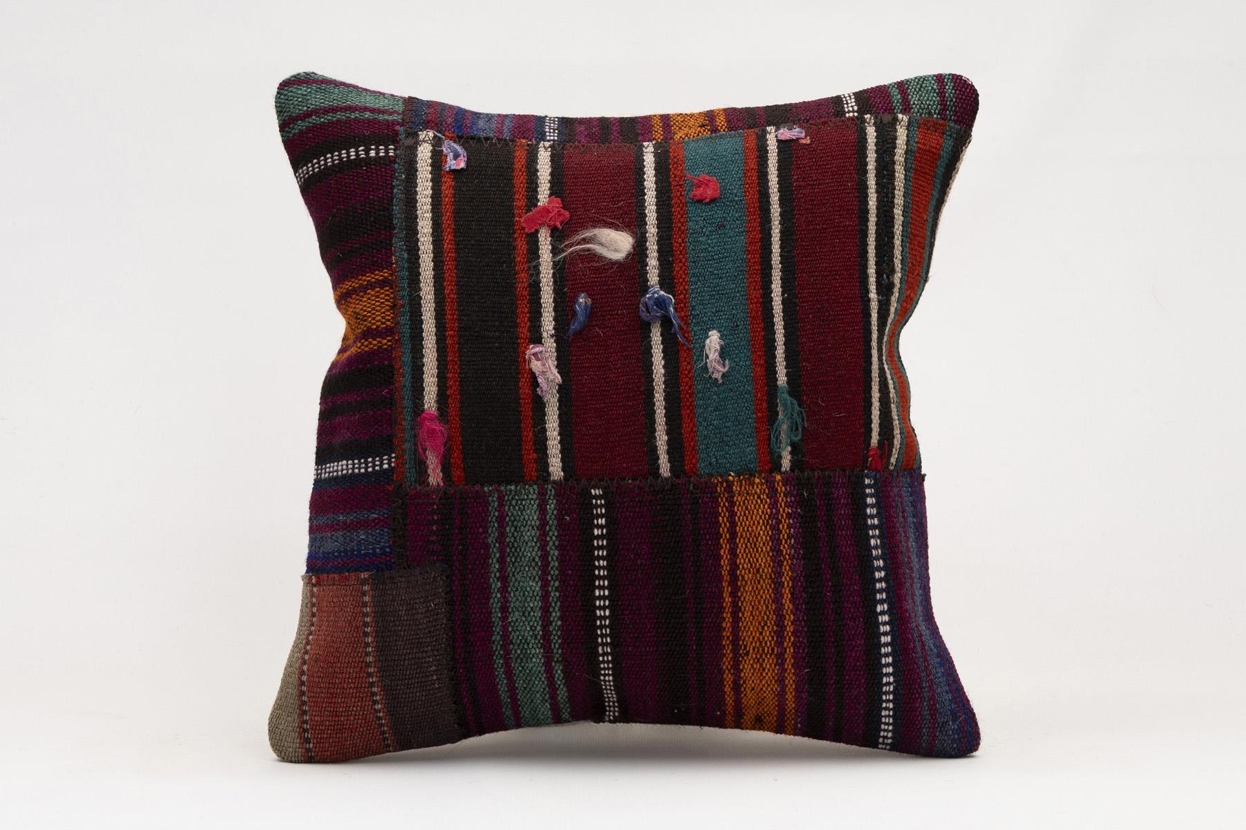 16x16 inches (40x40 cm) Kilim Pillow | KILIM WHOLESALE - Vintage Handmade Pillows - Vintage Handmade Kilim Rugs - It is 100% wool. Artistic and historical rugs. Old handwoven rugs. - Online hand woven rugs and kilim cushions sales. Shipping to a