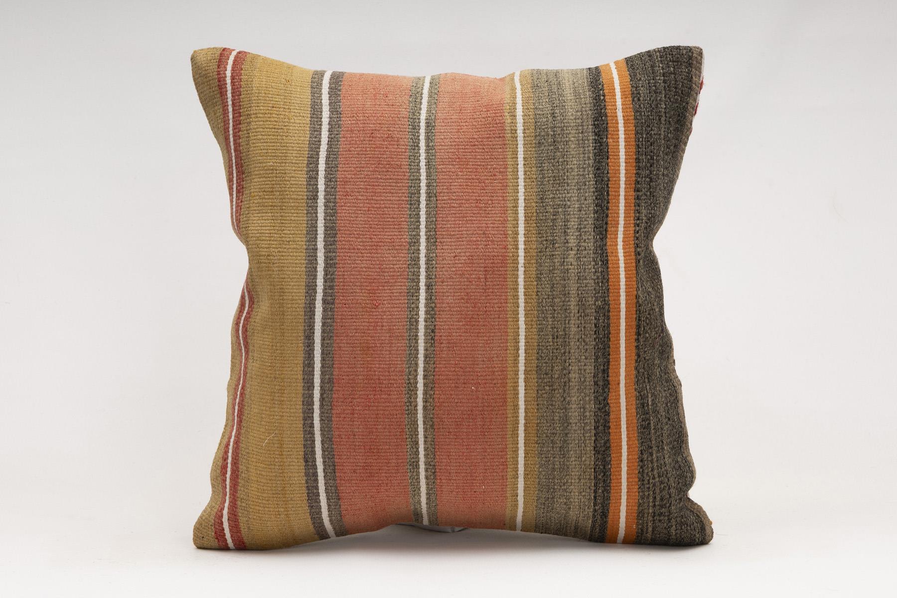 16x16 inches (40x40 cm) Kilim Pillow | KILIM WHOLESALE - Vintage Handmade Pillows - Vintage Handmade Kilim Rugs - It is 100% wool. Artistic and historical rugs. Old handwoven rugs. - Online hand woven rugs and kilim cushions sales. Shipping to a