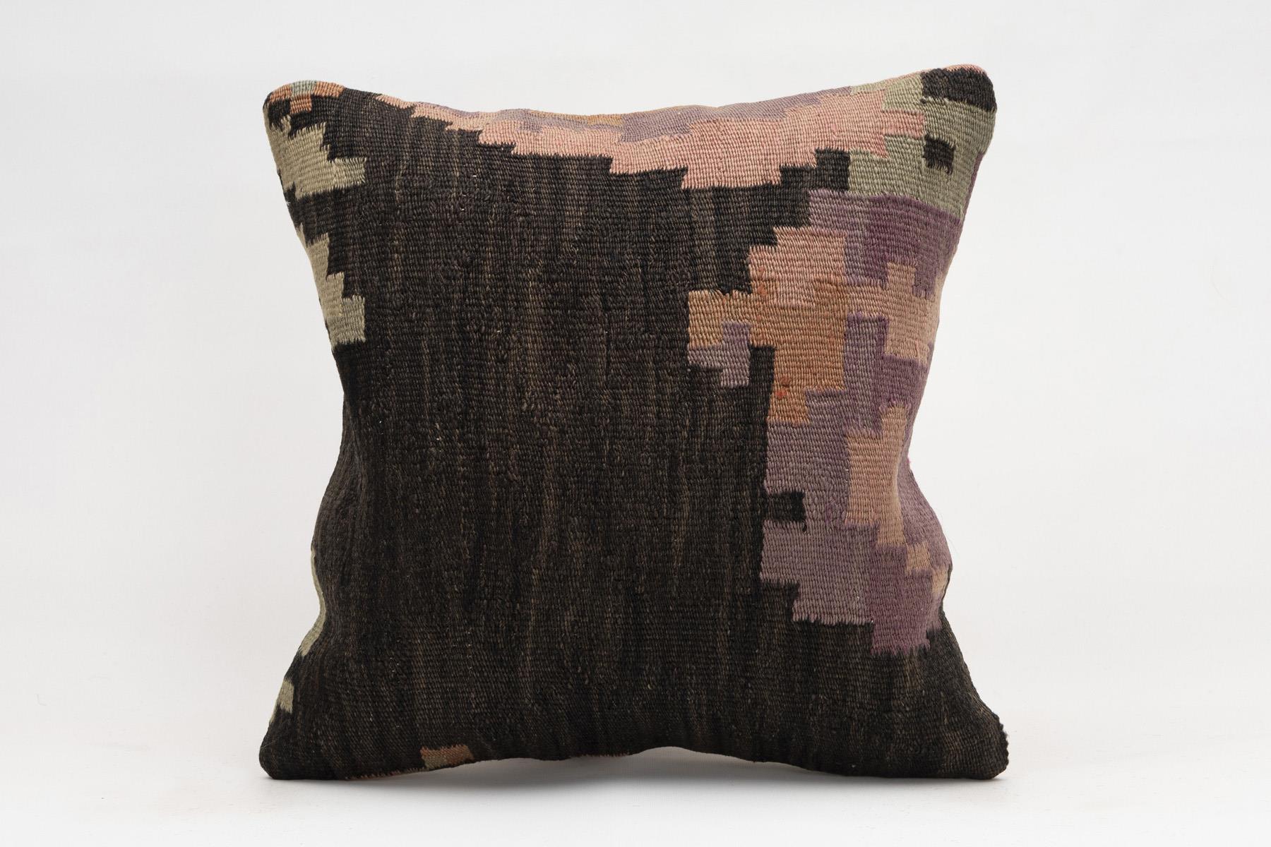 16x16 inches (40x40 cm) Kilim Pillow | KILIM WHOLESALE - Vintage Handmade Pillows - Vintage Handmade Kilim Rugs - It is 100% wool. Artistic and historical rugs. Old handwoven rugs. - Online hand woven rugs and kilim cushions sales. Shipping to a