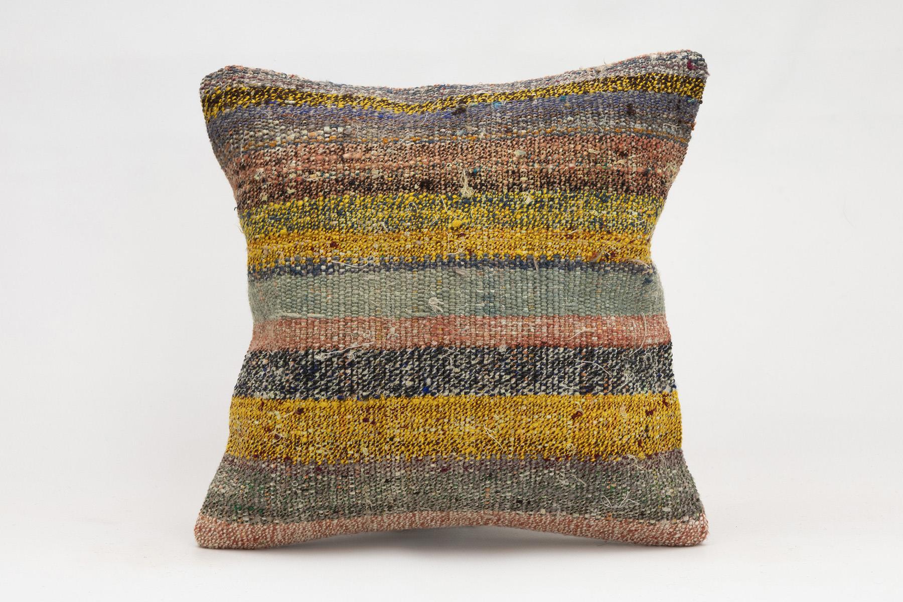 16x16 inches (40x40 cm) Kilim Pillow | KILIM WHOLESALE - Vintage Handmade Pillows - Vintage Handmade Kilim Rugs - It is 100% wool. Artistic and historical rugs. Old handwoven rugs. - Online hand woven rugs and kilim cushions sales. Shipping to a