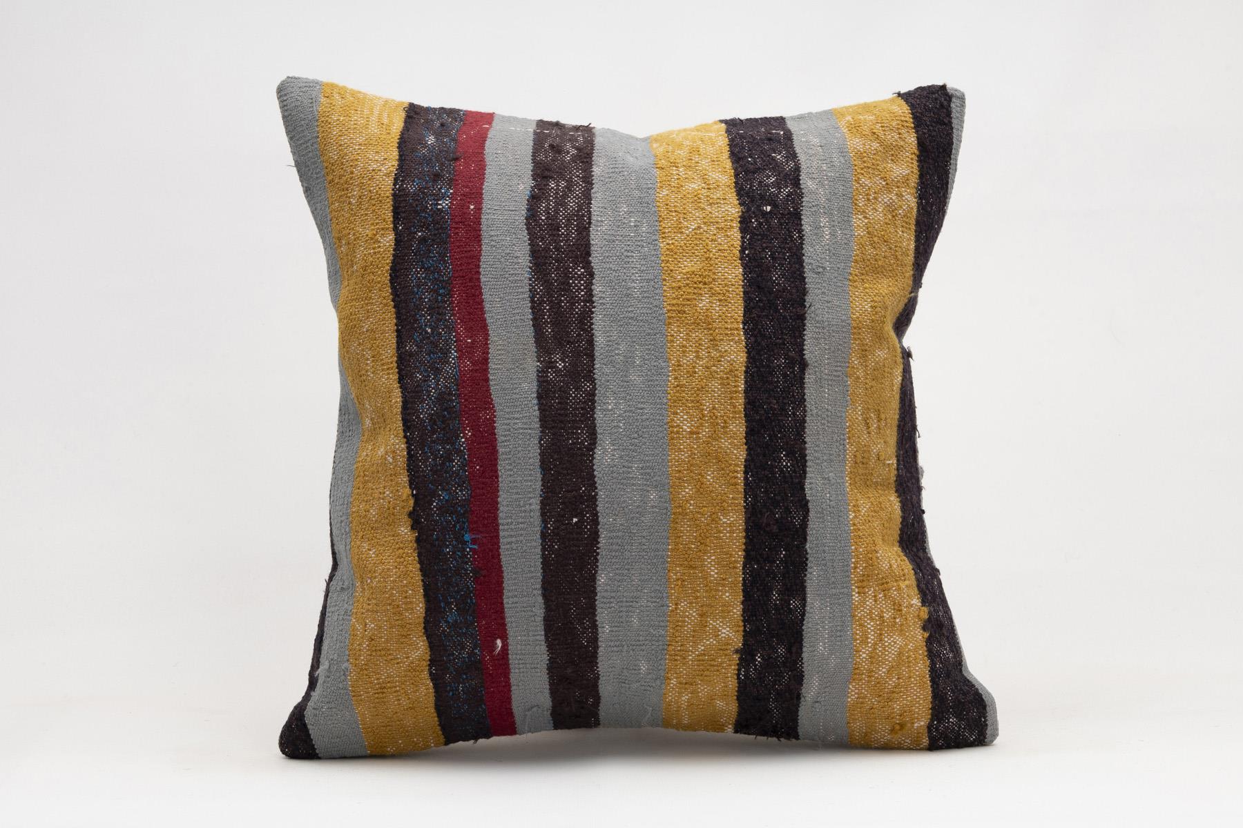 18x18 inches (45x45 cm) Kilim Pillow | KILIM WHOLESALE - Vintage Handmade Pillows - Vintage Handmade Kilim Rugs - It is 100% wool. Artistic and historical rugs. Old handwoven rugs. - Online hand woven rugs and kilim cushions sales. Shipping to a