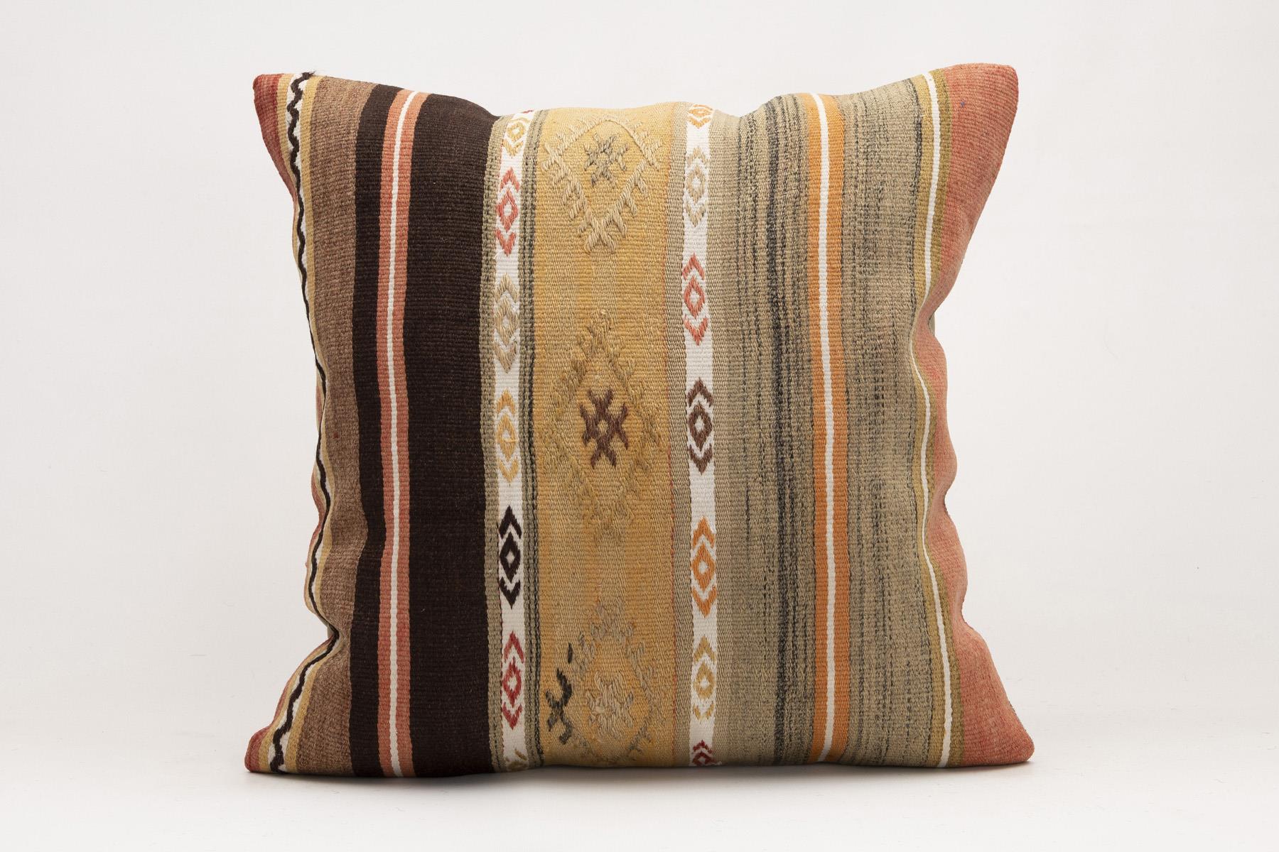 20x20 inches (50x50 cm) Kilim Pillow | KILIM WHOLESALE - Vintage Handmade Pillows - Vintage Handmade Kilim Rugs - It is 100% wool. Artistic and historical rugs. Old handwoven rugs. - Online hand woven rugs and kilim cushions sales. Shipping to a