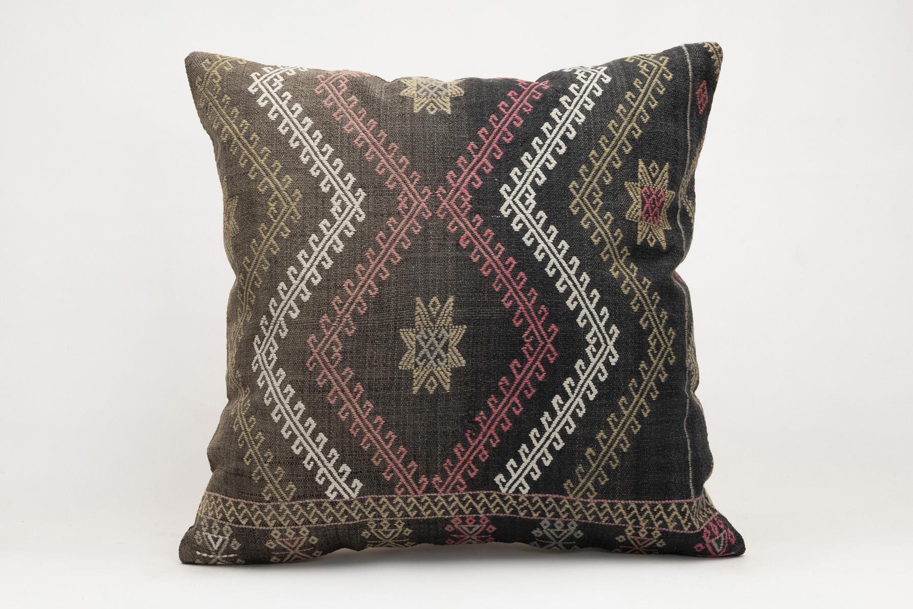 20x20 inches (50x50 cm) Kilim Pillow | KILIM WHOLESALE - Vintage Handmade Pillows - Vintage Handmade Kilim Rugs - It is 100% wool. Artistic and historical rugs. Old handwoven rugs. - Online hand woven rugs and kilim cushions sales. Shipping to a