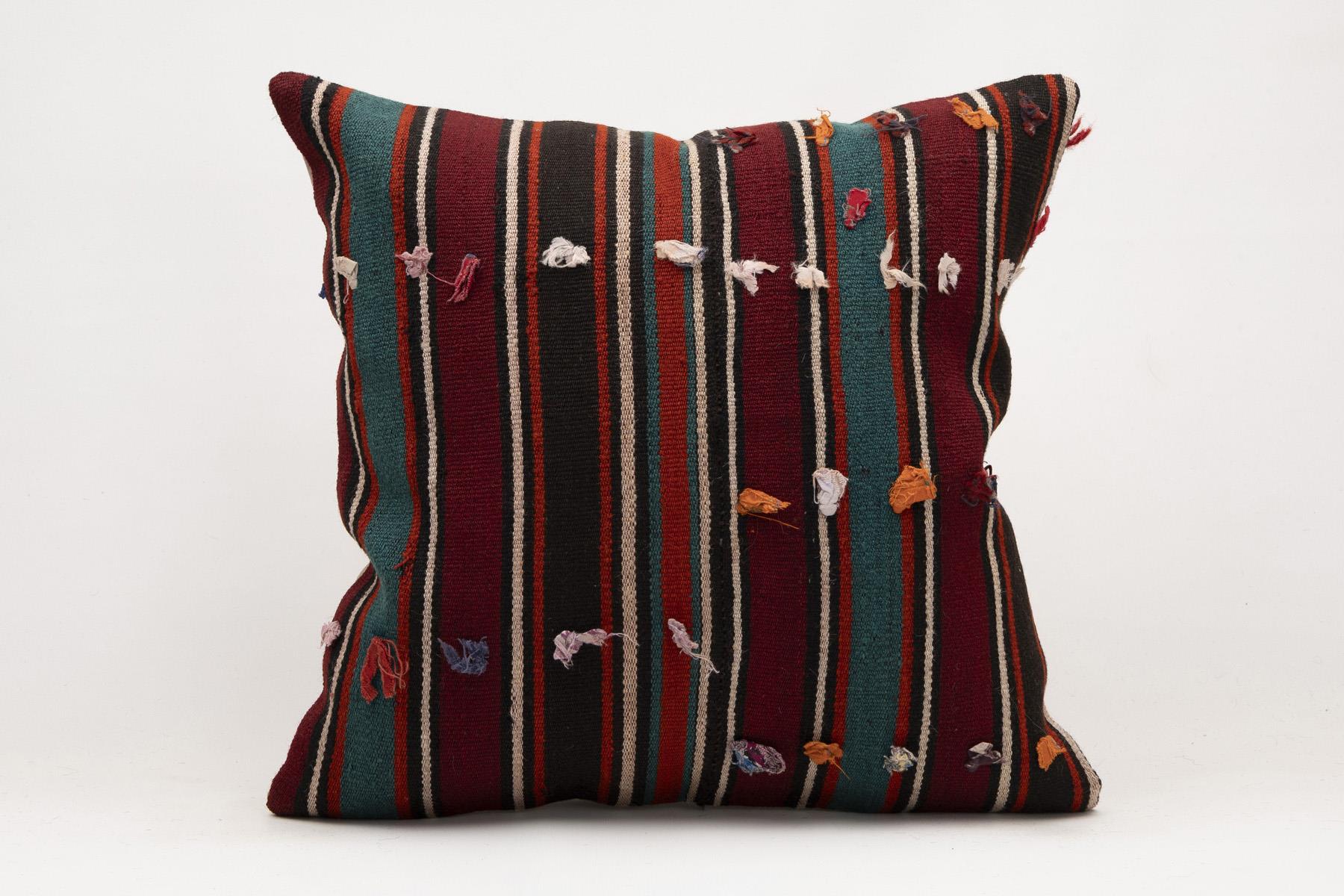 20x20 inches (50x50 cm) Kilim Pillow | KILIM WHOLESALE - Vintage Handmade Pillows - Vintage Handmade Kilim Rugs - It is 100% wool. Artistic and historical rugs. Old handwoven rugs. - Online hand woven rugs and kilim cushions sales. Shipping to a